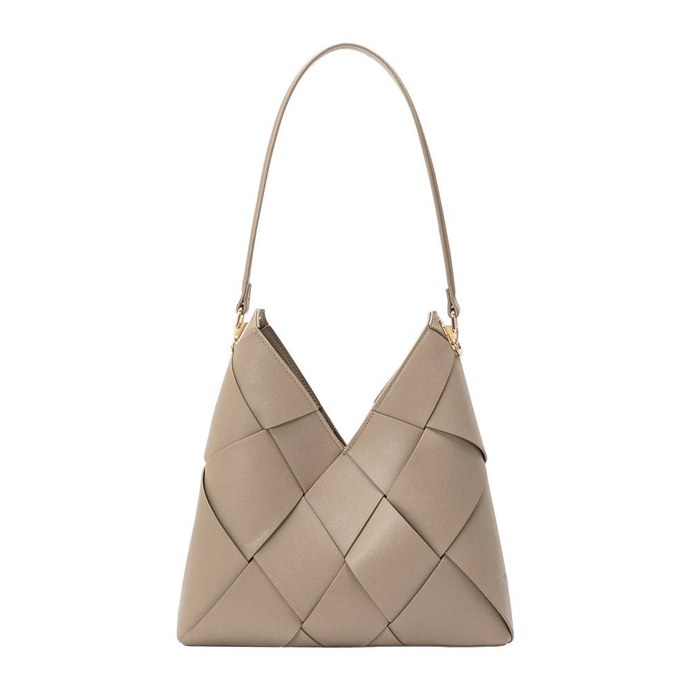 Phaedra Taupe Recycled Vegan Leather Shoulder Bag
