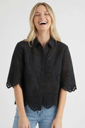 Button Down Eyelet Lace Blouse