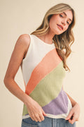 Sleeveless Color Block Knit Tank