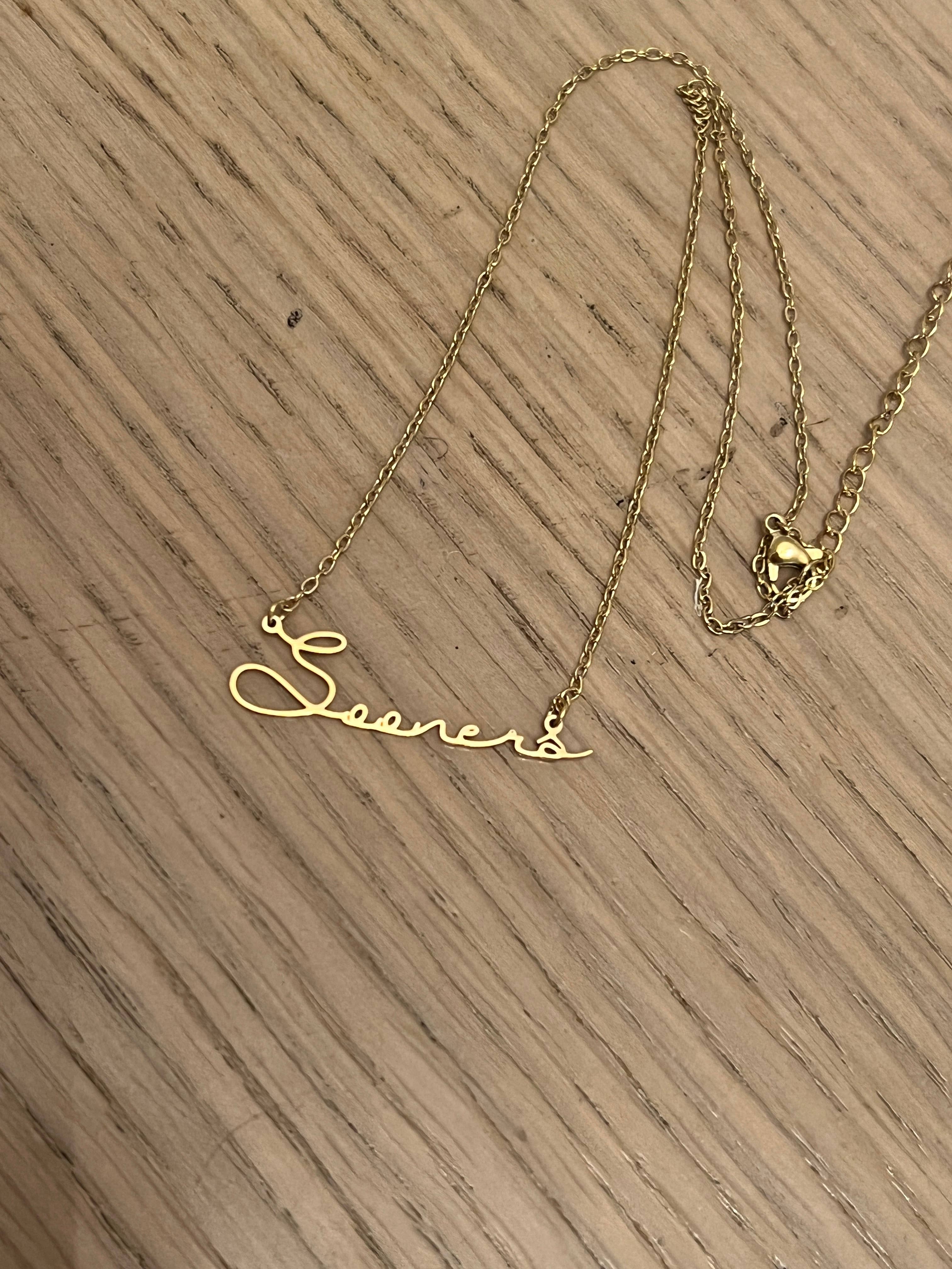 Oklahoma Sooners Name Necklace Sooners GameDay Spirit
