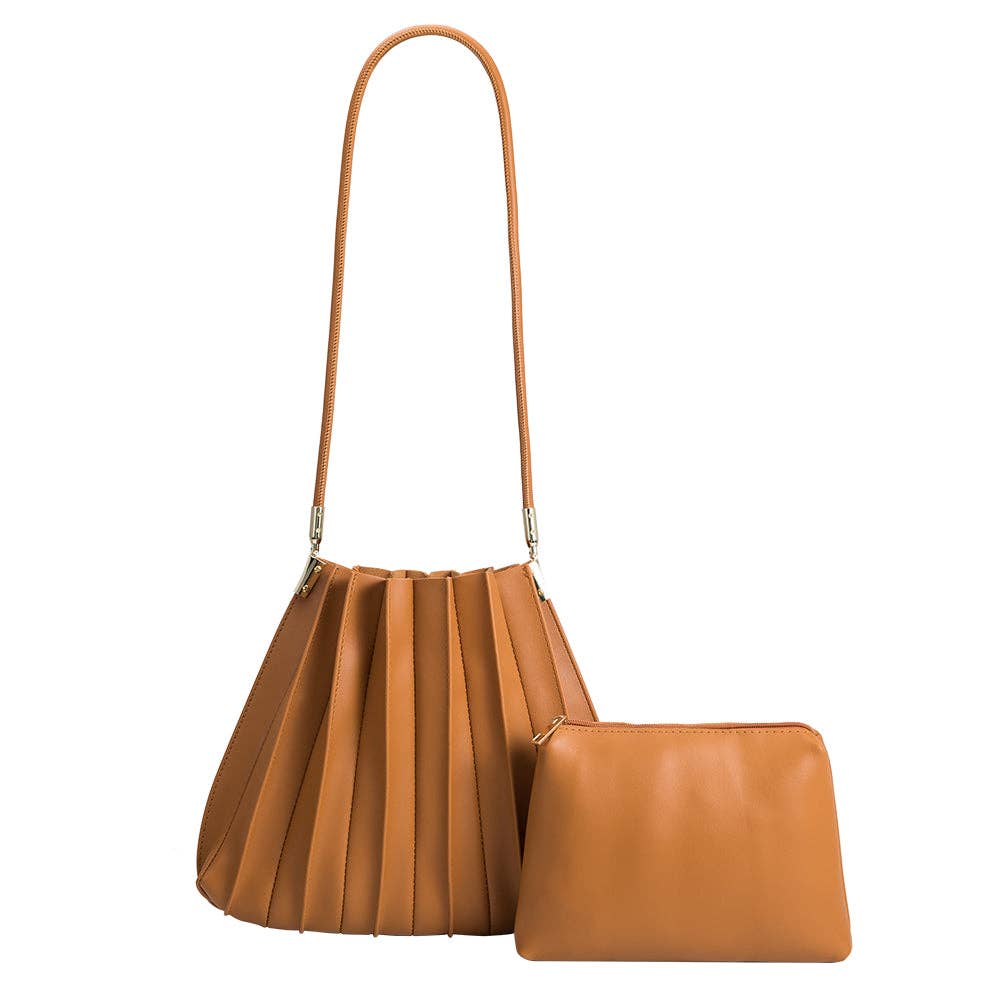 Carrie Tan Pleated Vegan Leather Shoulder Bag