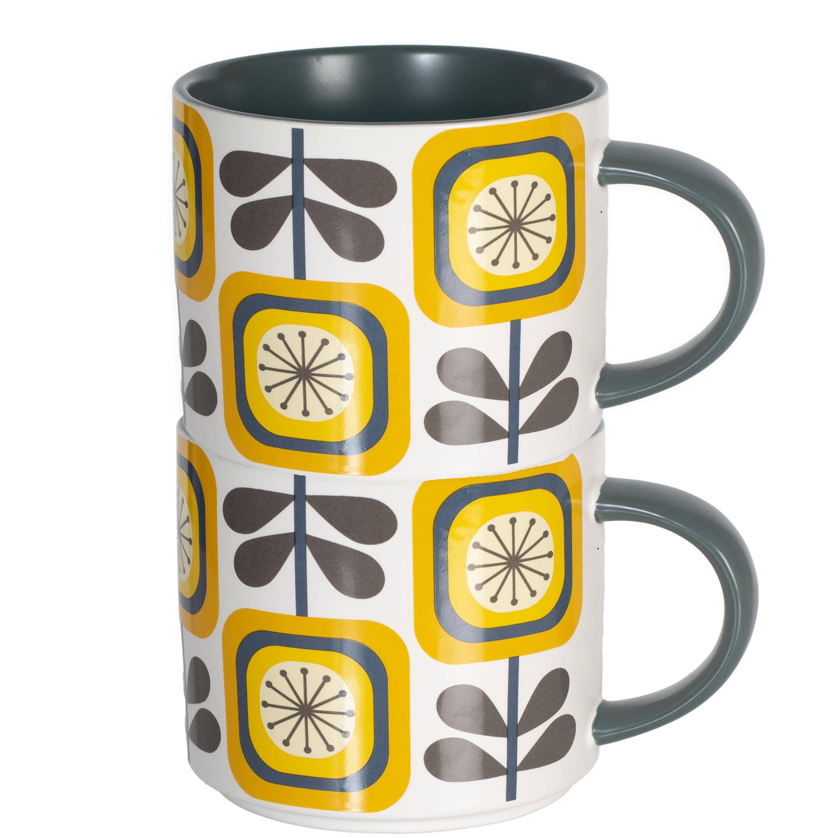 Sunflower Fall Mid Century Modern Stackable Matte Coffee Mug