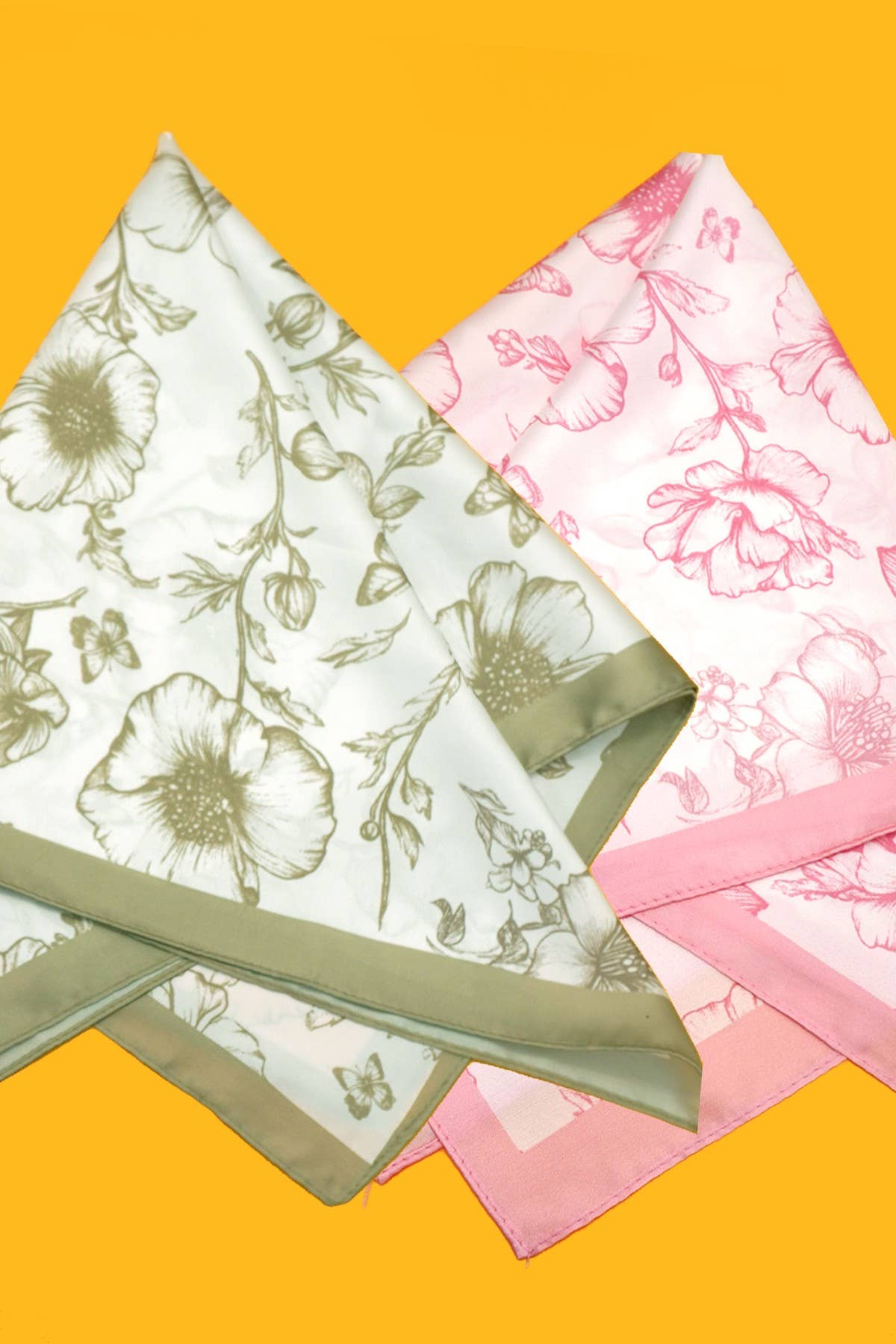 Petite Flower Print Silky Feeling Bandana Scarf