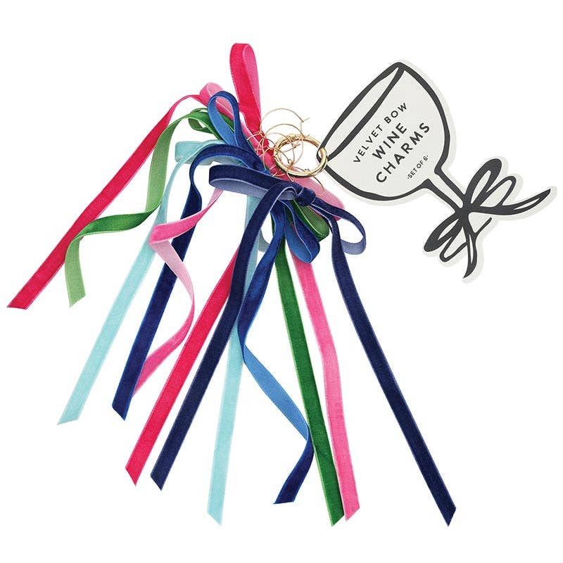 Velvet Bow Wine Charms - Palm Beach - Set of 6