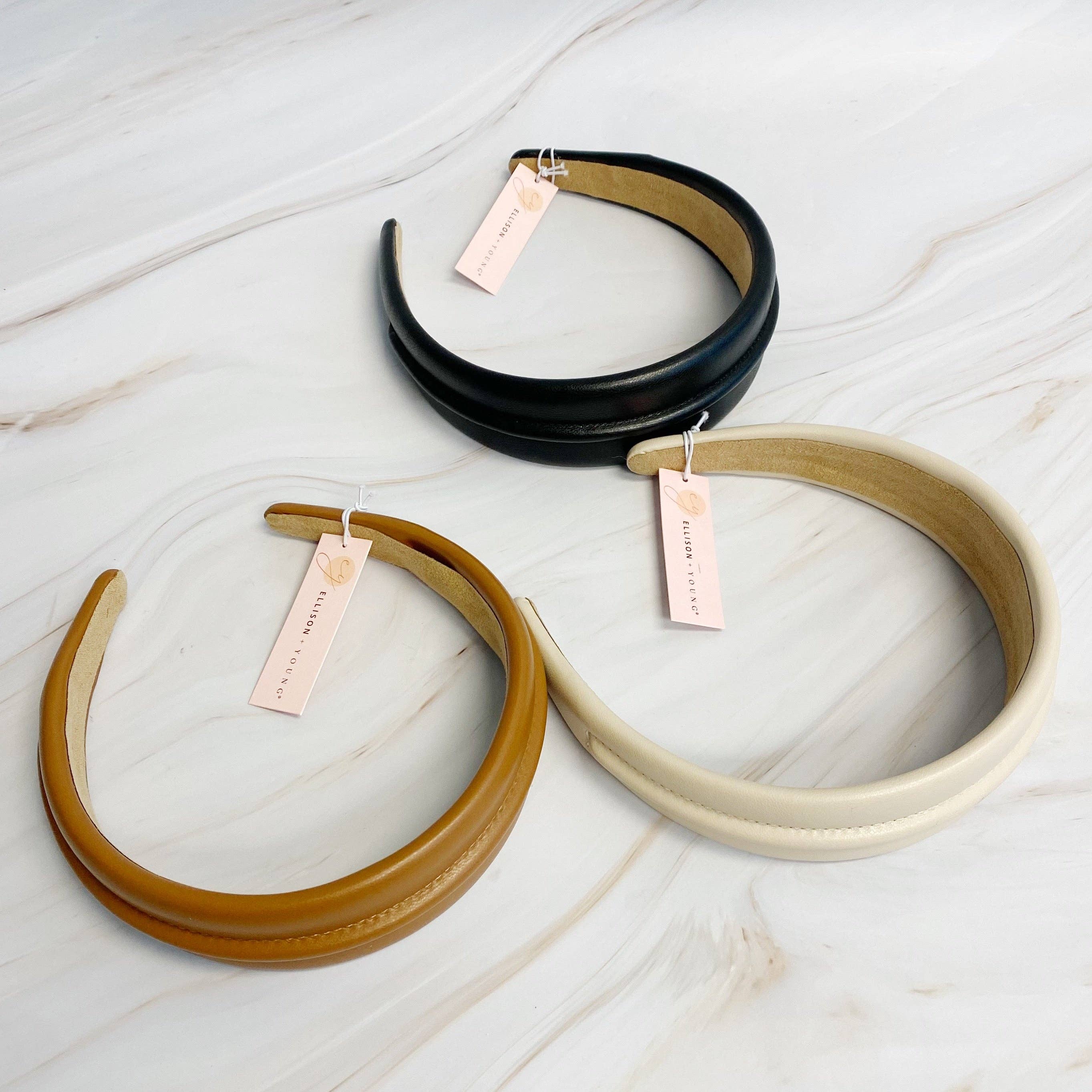 Classy Vegan Leather Headband - Black, White or Ivory