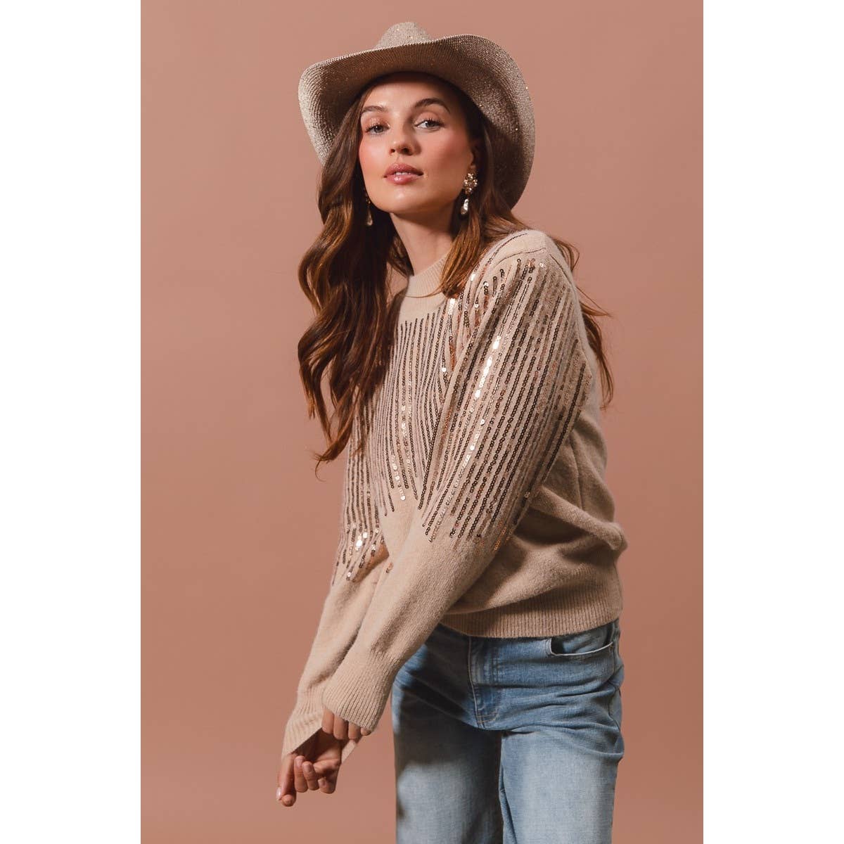 Sequins Embellished Holiday Sweater