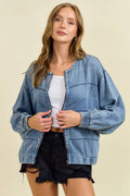 Denim Bomber Jacket W/ Zipper