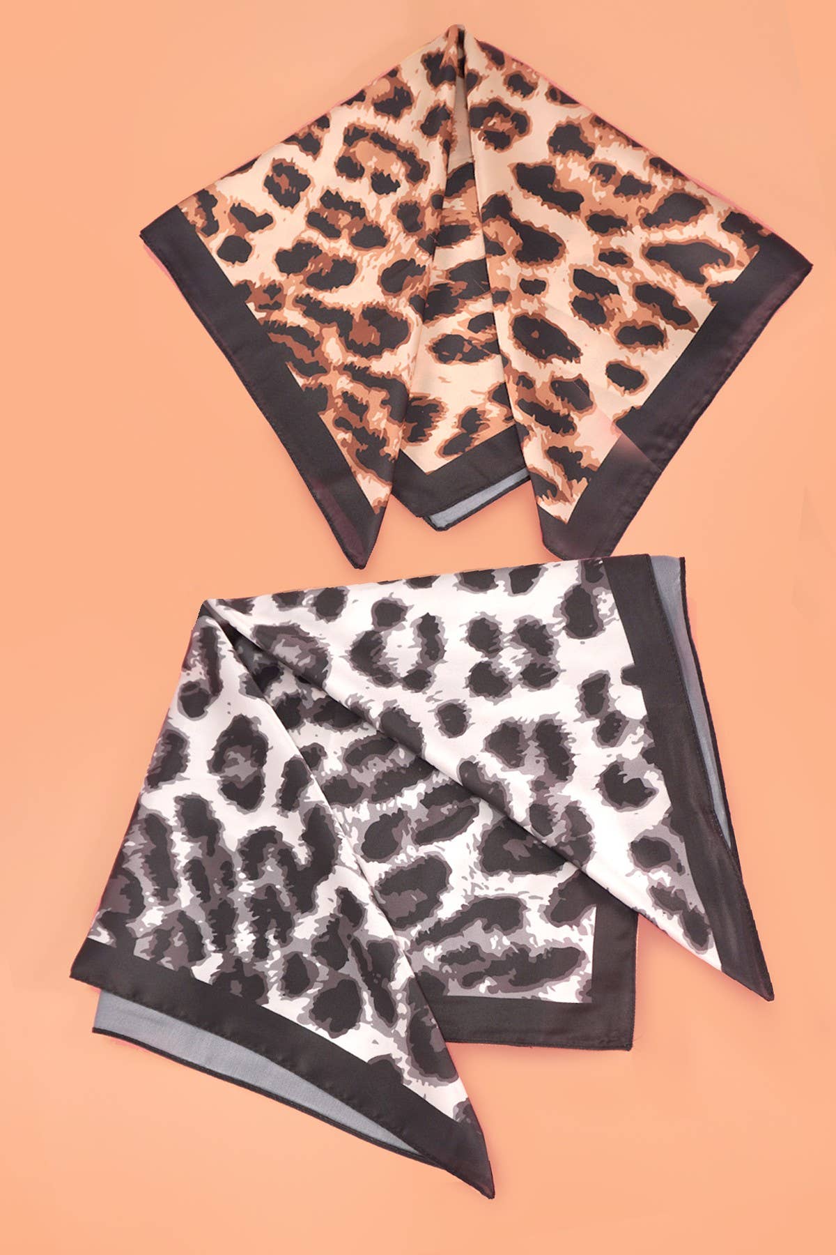 Animal Leopard Print Silky Feel Bandana Scarf