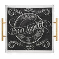 French Bistro Style Acrylic Tray Bon Appétit Deco 9x9 in
