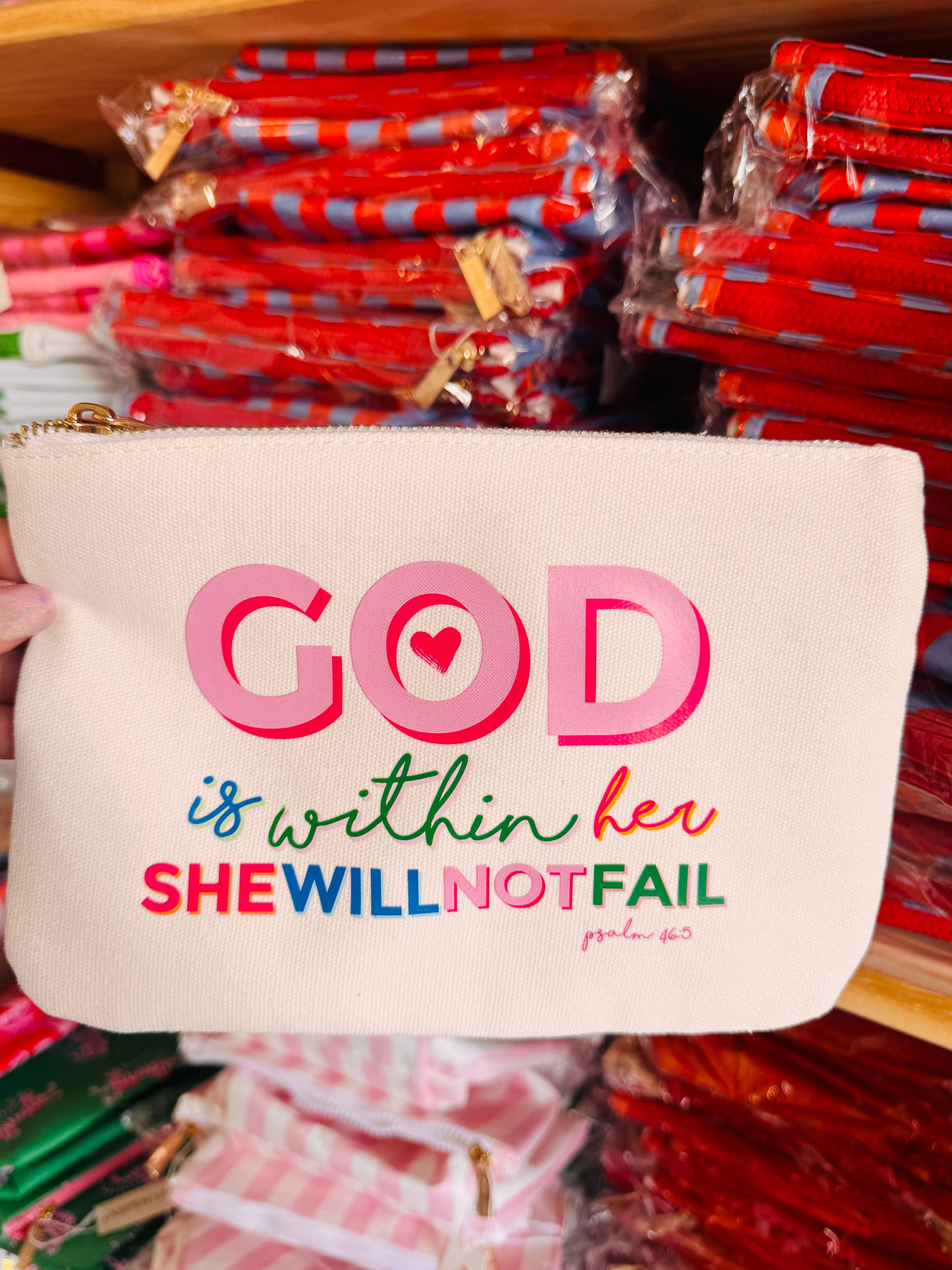 God Is Within Her Colorful Canvas Bag