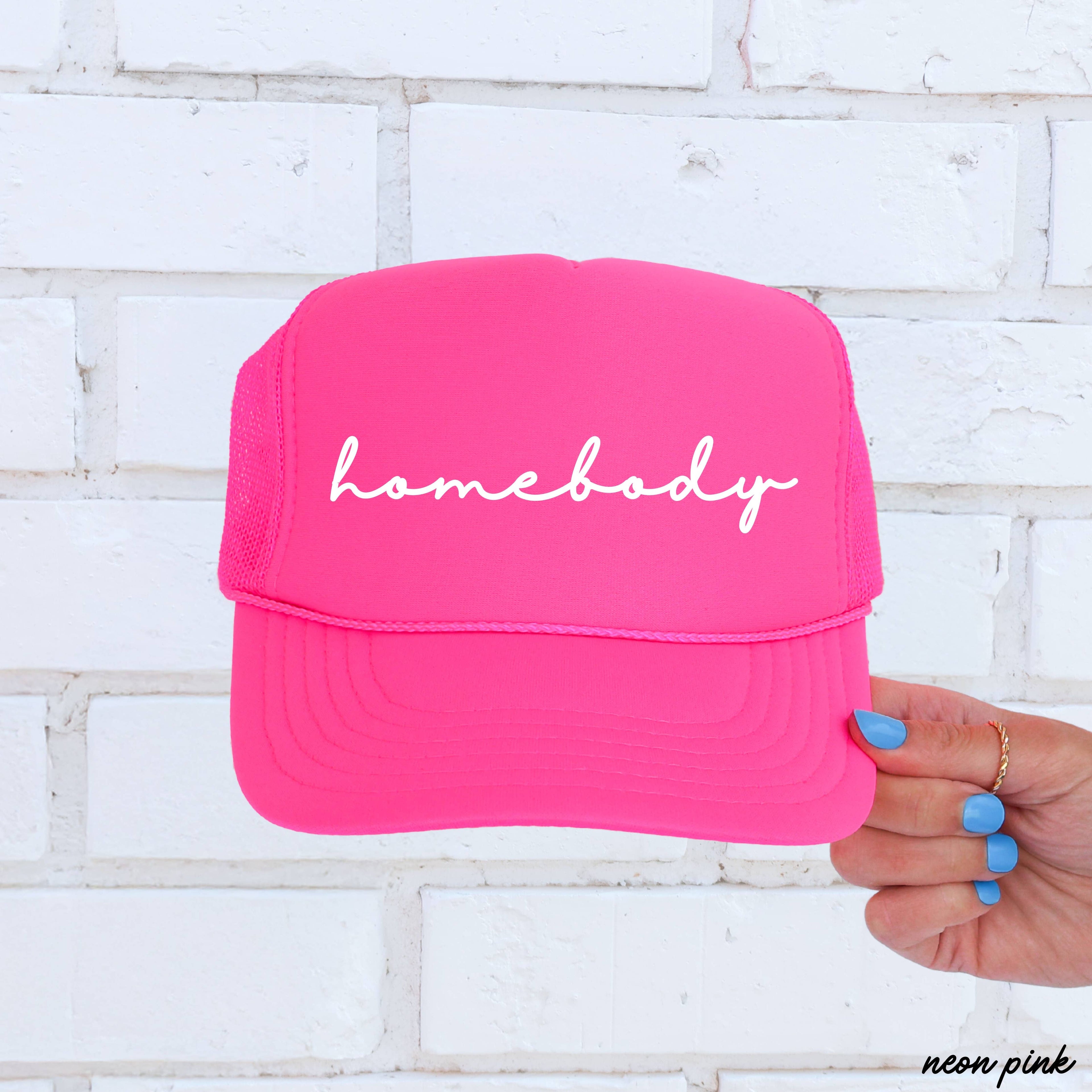 Homebody Cursive Trucker Hat -Hot Pink or Khaki