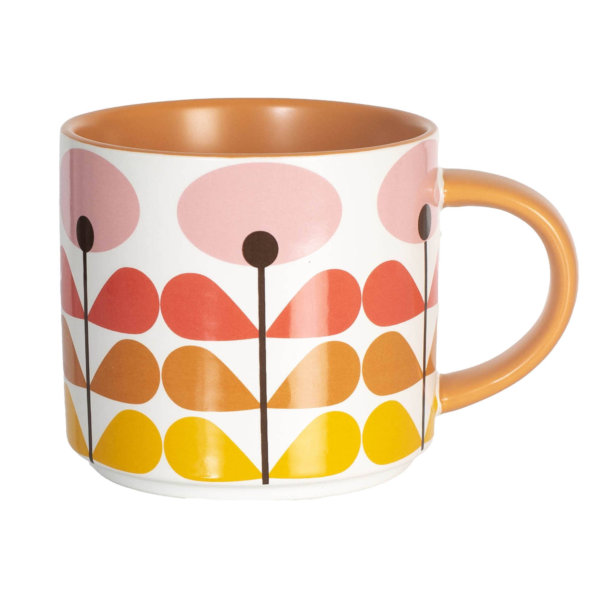 Pink Mid Century Modern Flower Stackable Matte Coffee Mug