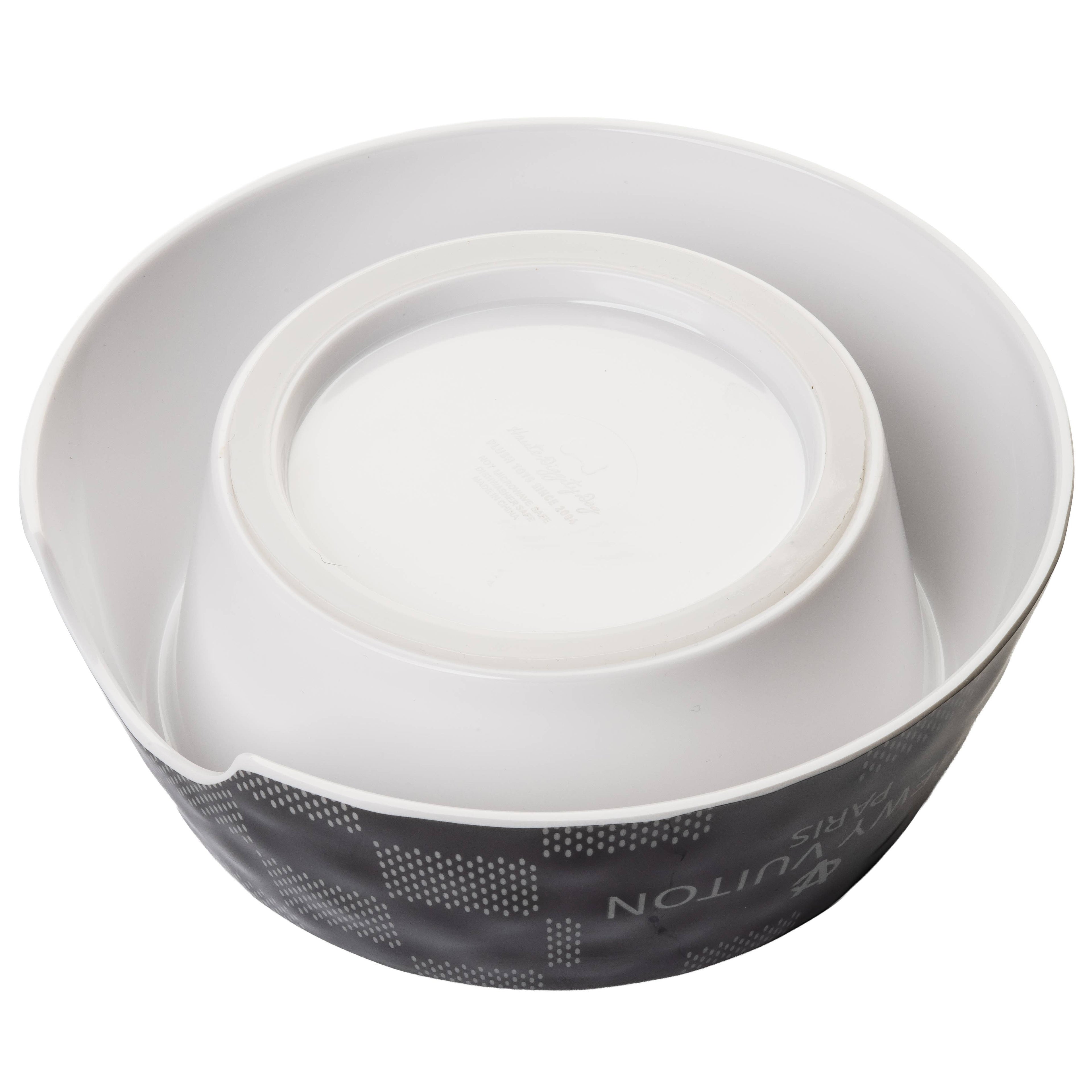 Black Checker Chewy Vuiton Dog or Cat Bowl