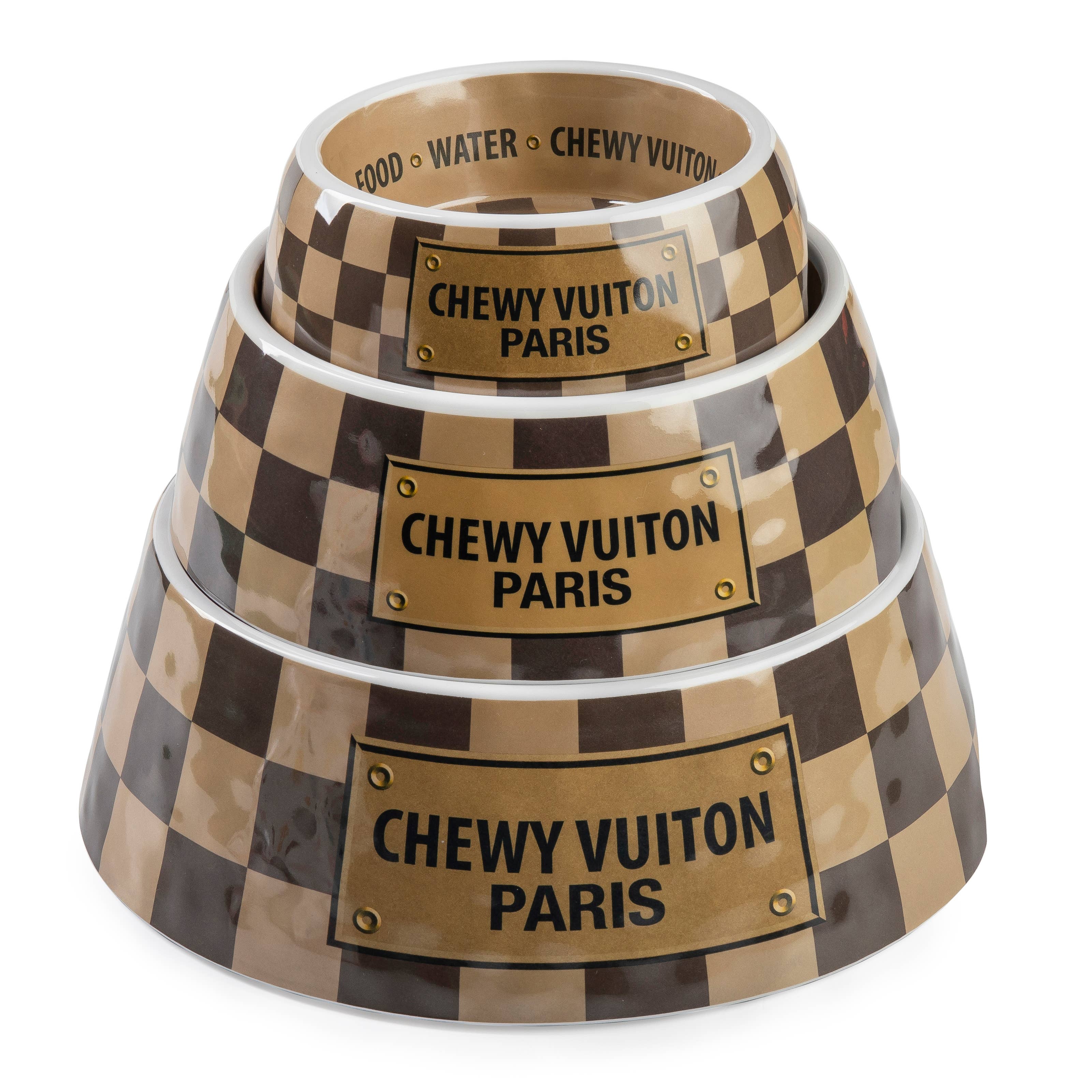 Tan Checker Chewy Vuiton Bowl