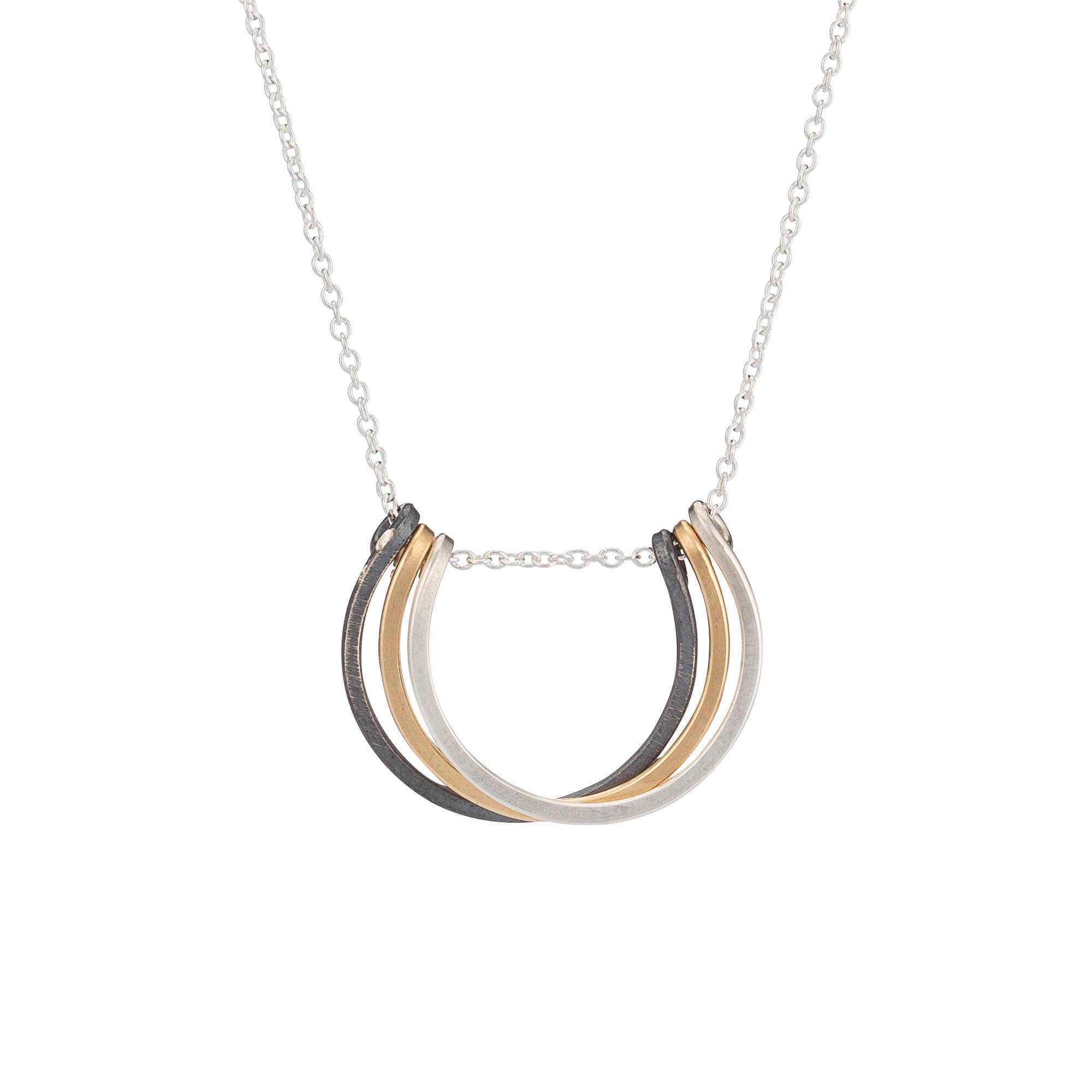 Mixed Metal Small Honey Petals Necklace Layered Circles