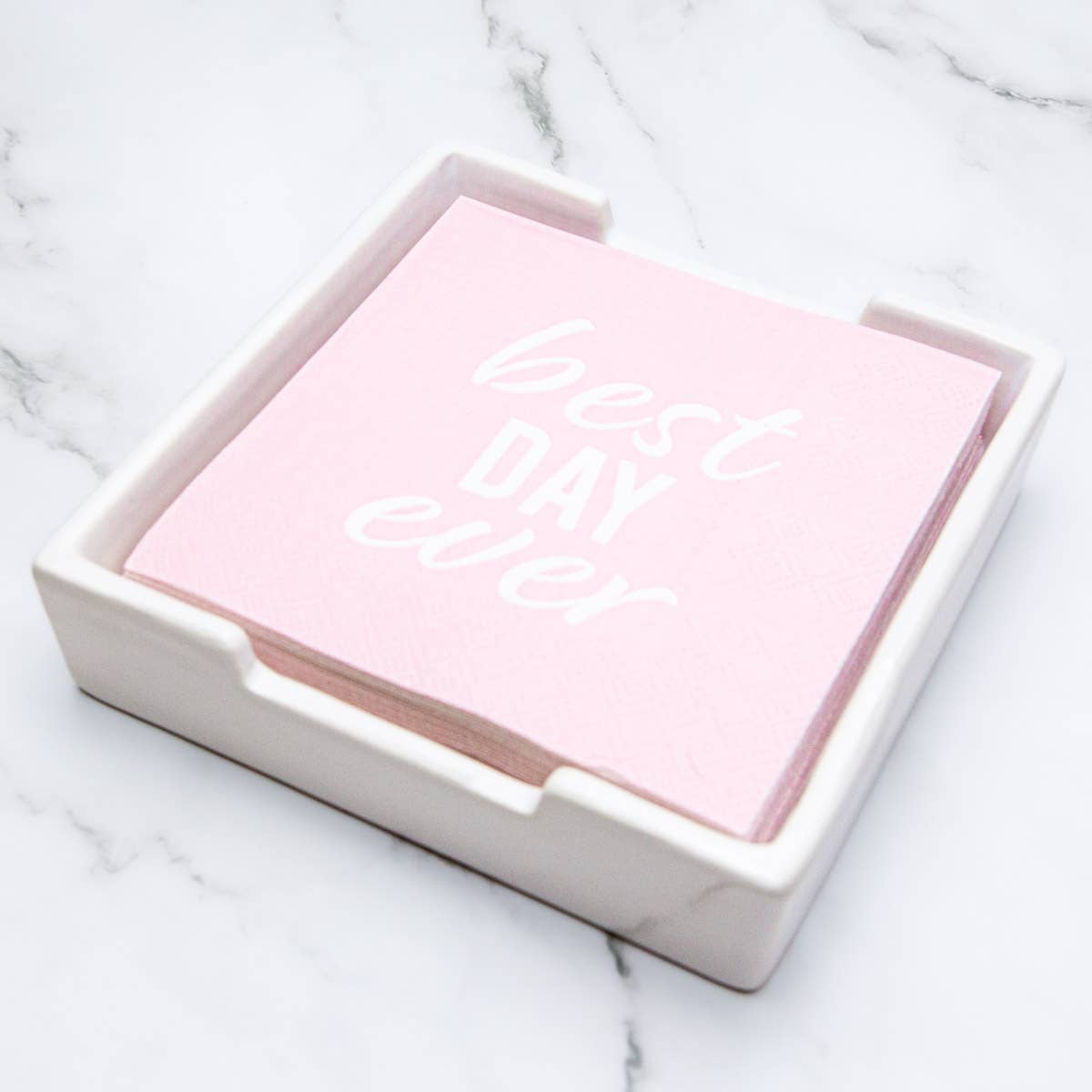 Classic Cocktail Napkin Holder - White - 5x5