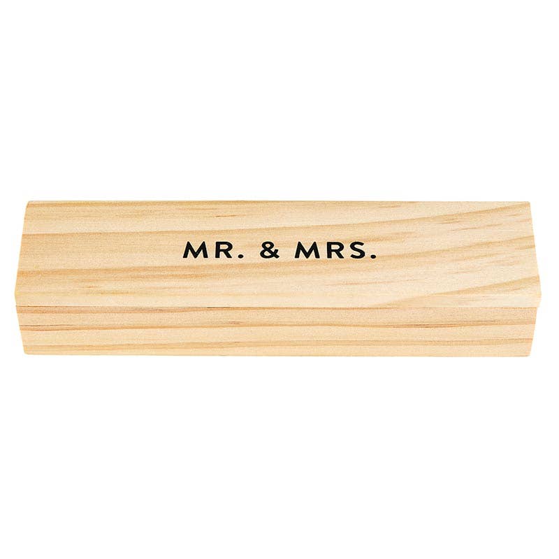 Wood Box with Gem Pen - Mr. & Mrs.