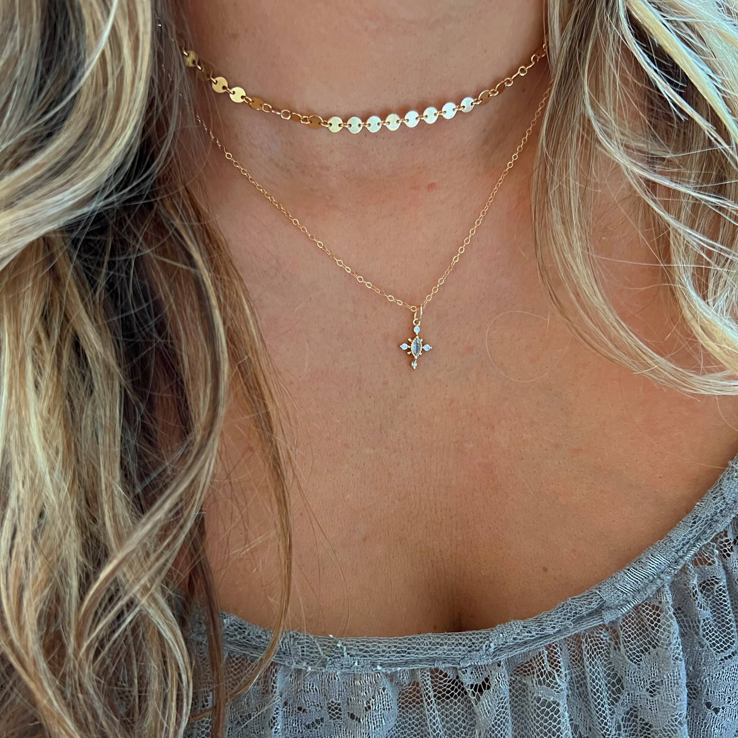 Luxe Sequin Disc Chain Necklace Gold Filled