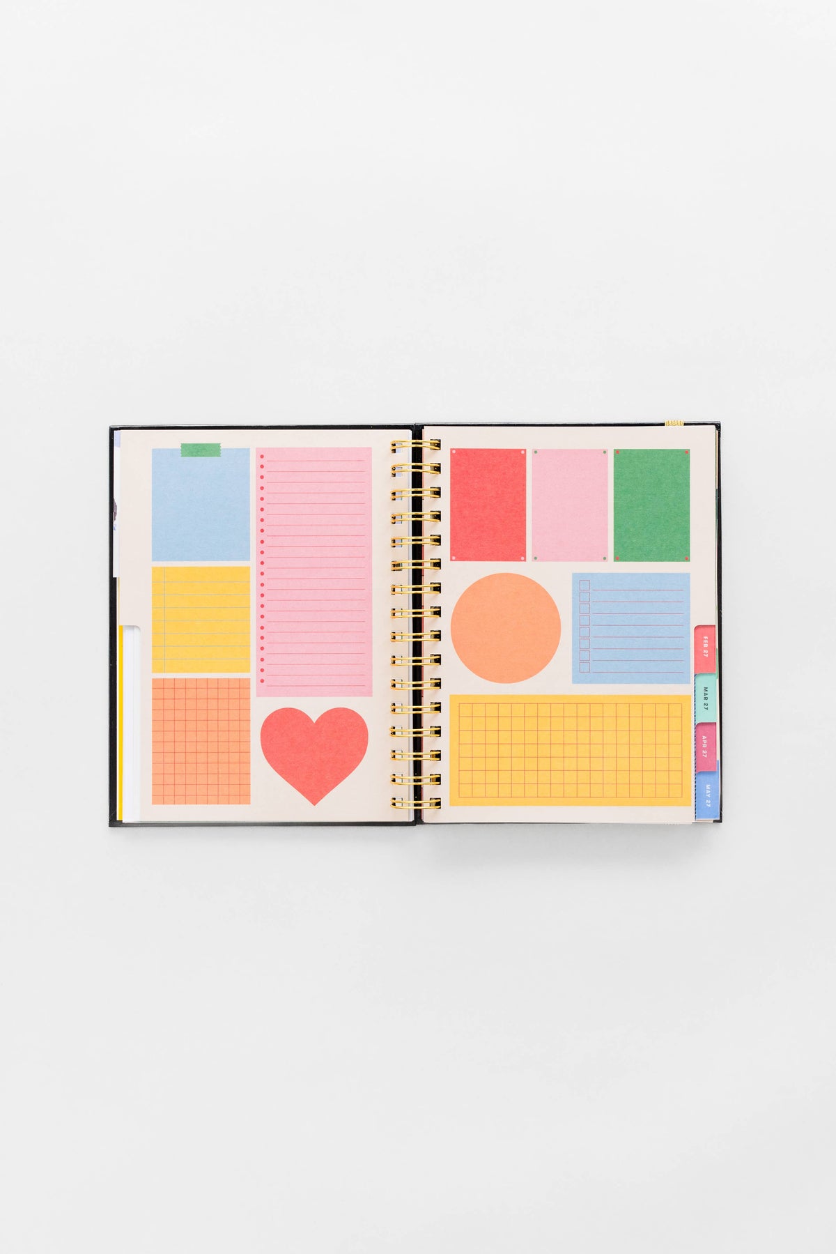 12 Month Planner Medium Spiral, Black Scandinavian Floral