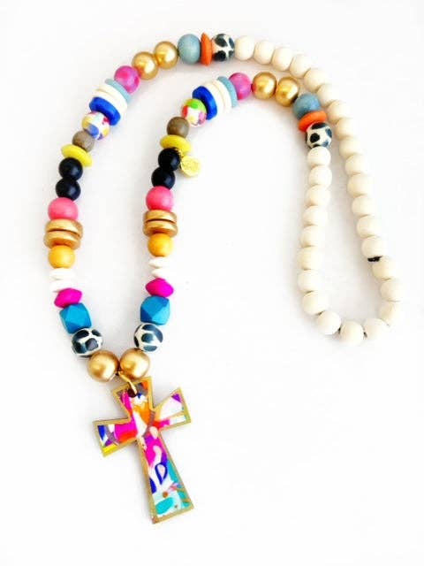Long Beaded Cross Necklaces