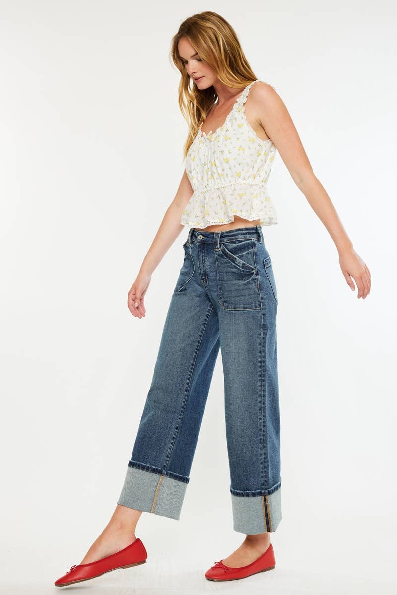 Mid Rise Wide Leg