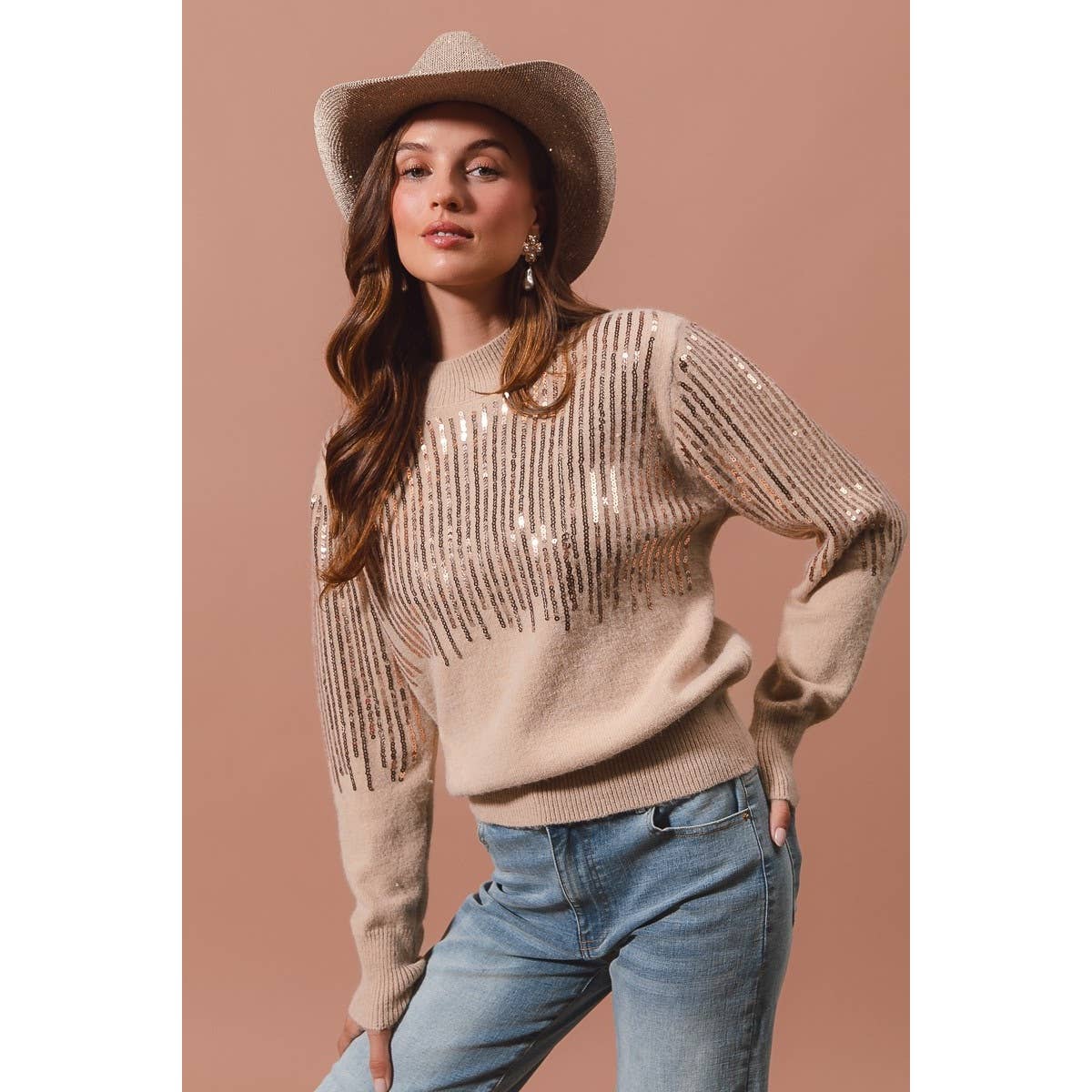 Sequins Embellished Holiday Sweater