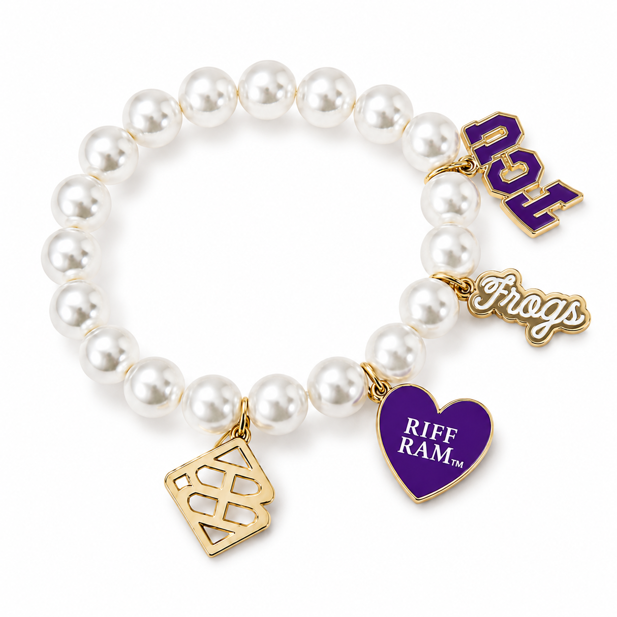 TCU Pearl Charm Bracelet