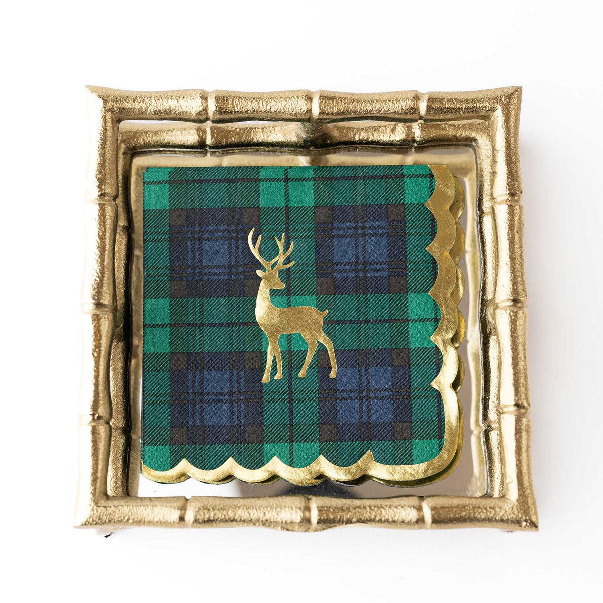 Blackwatch Plaid Gold Foil Beverage Napkins, 16-Ct