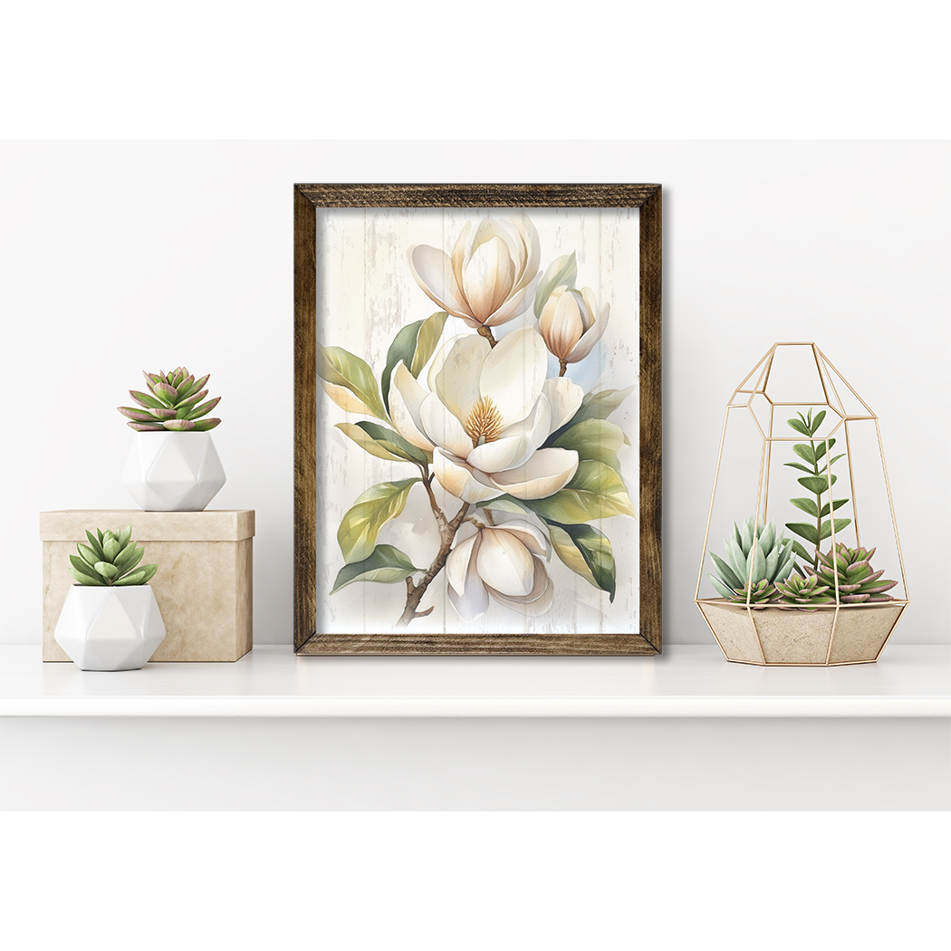 Timberland Frame Magnolia Flower Painting