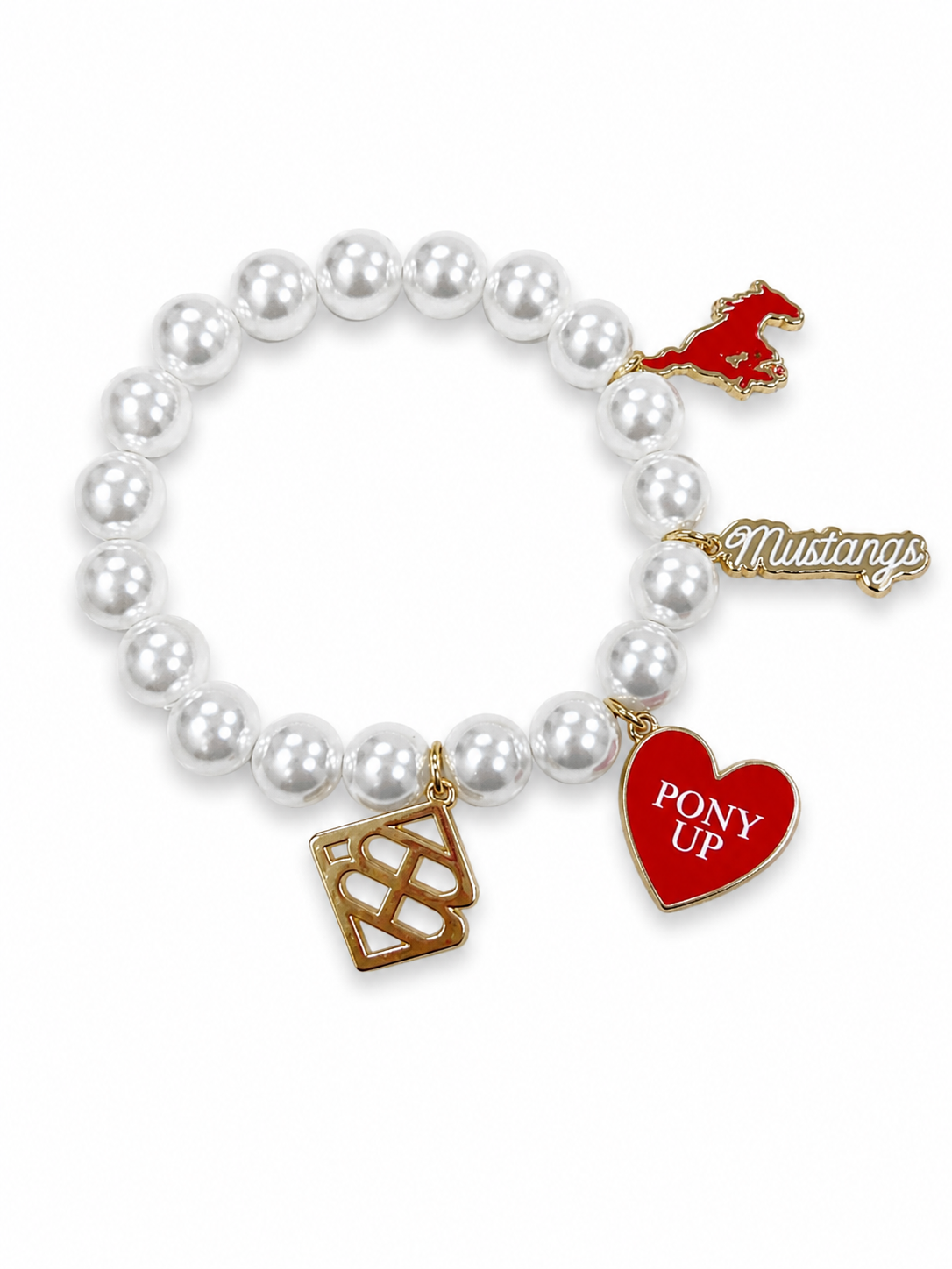 SMU Pearl Charm Bracelet