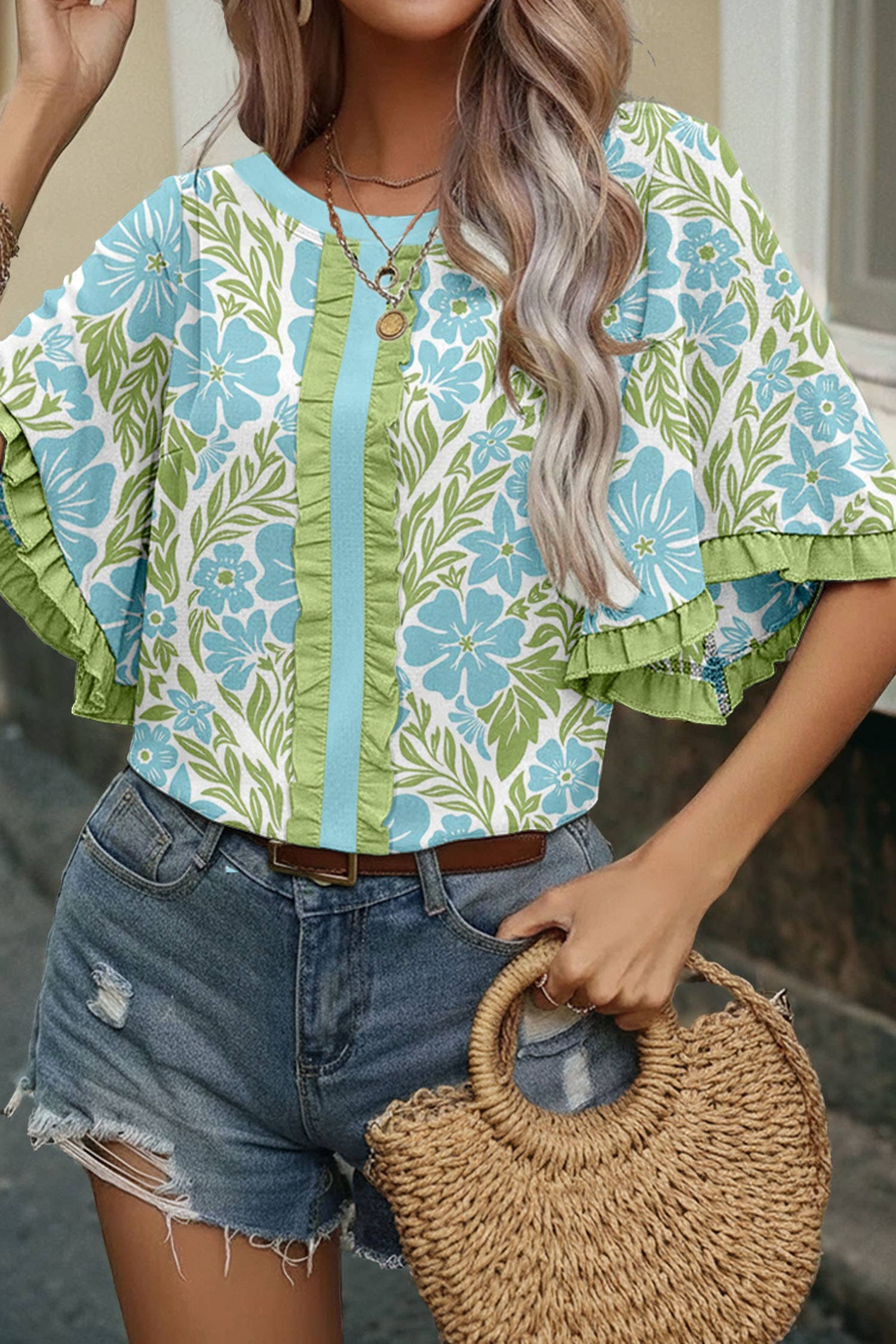 Floral Printed Lace Decorative Top