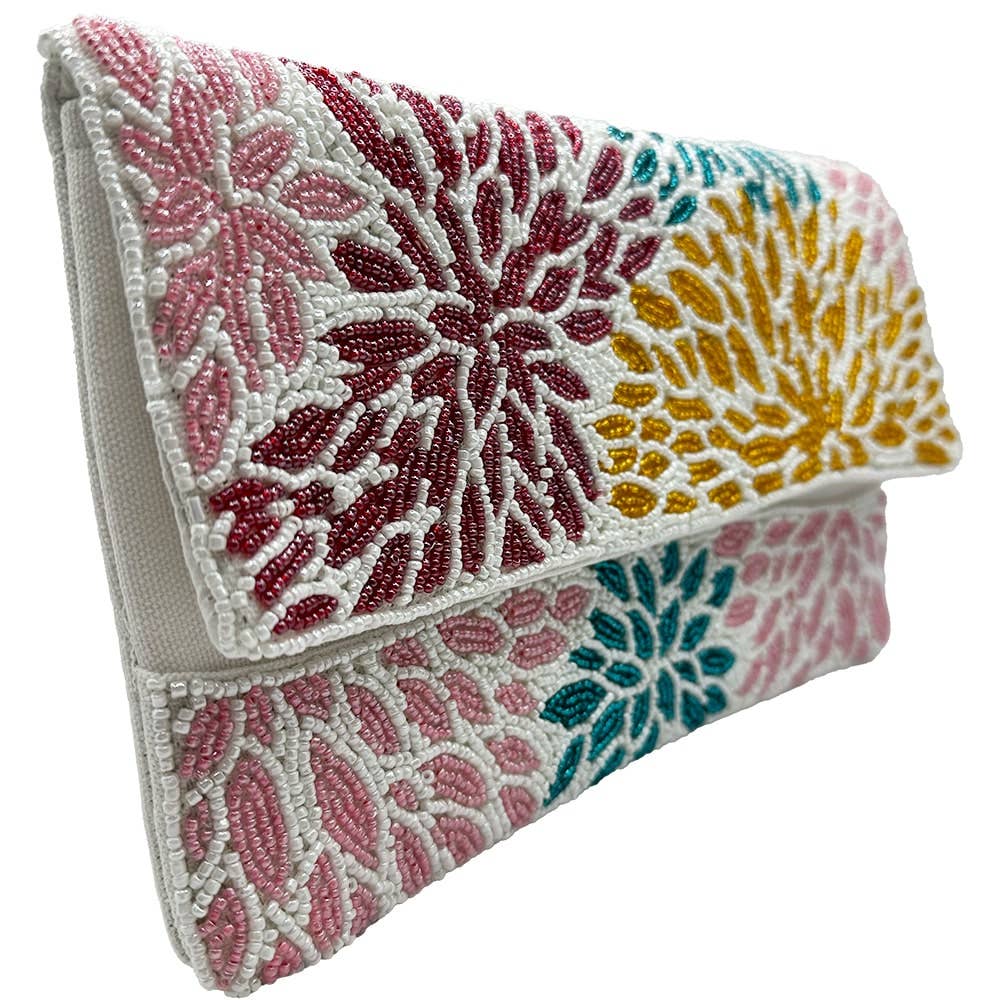 Colorful Floral Beaded Clutch