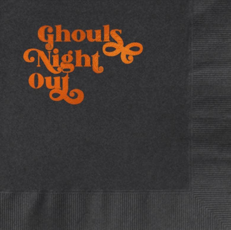 Ghouls Night Out Black & Orange Foil Funny Halloween Napkin