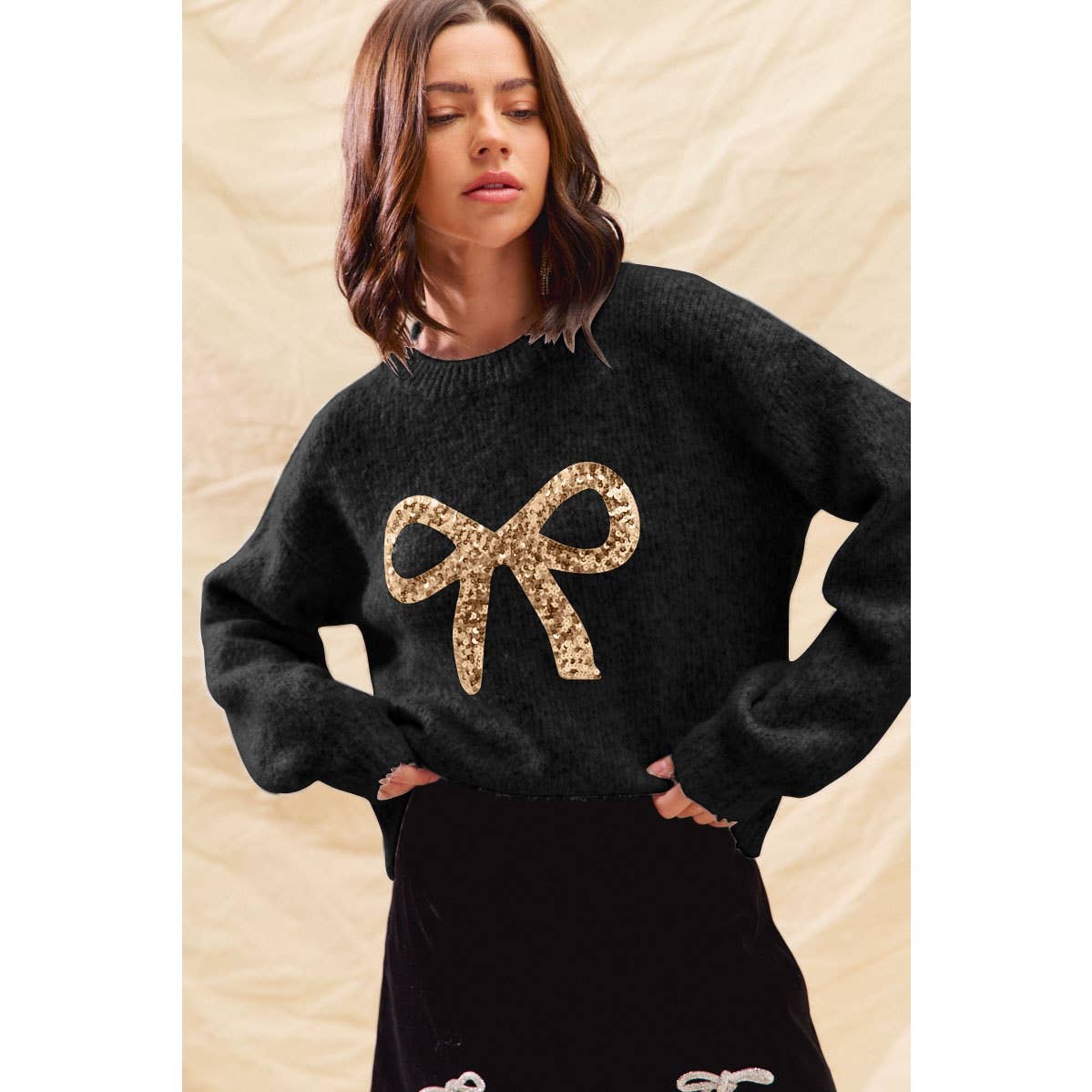 Ribbon Sequins Sweater