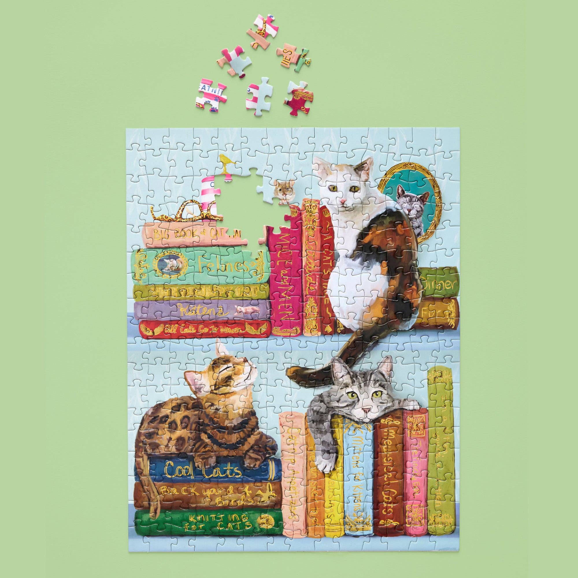 Cats On Books 250 Piece Puzzle Set Cat Lover Gift