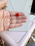 Red Lampwork Strawberry Glass Pendant Bead Necklace - Gold Filled Chain