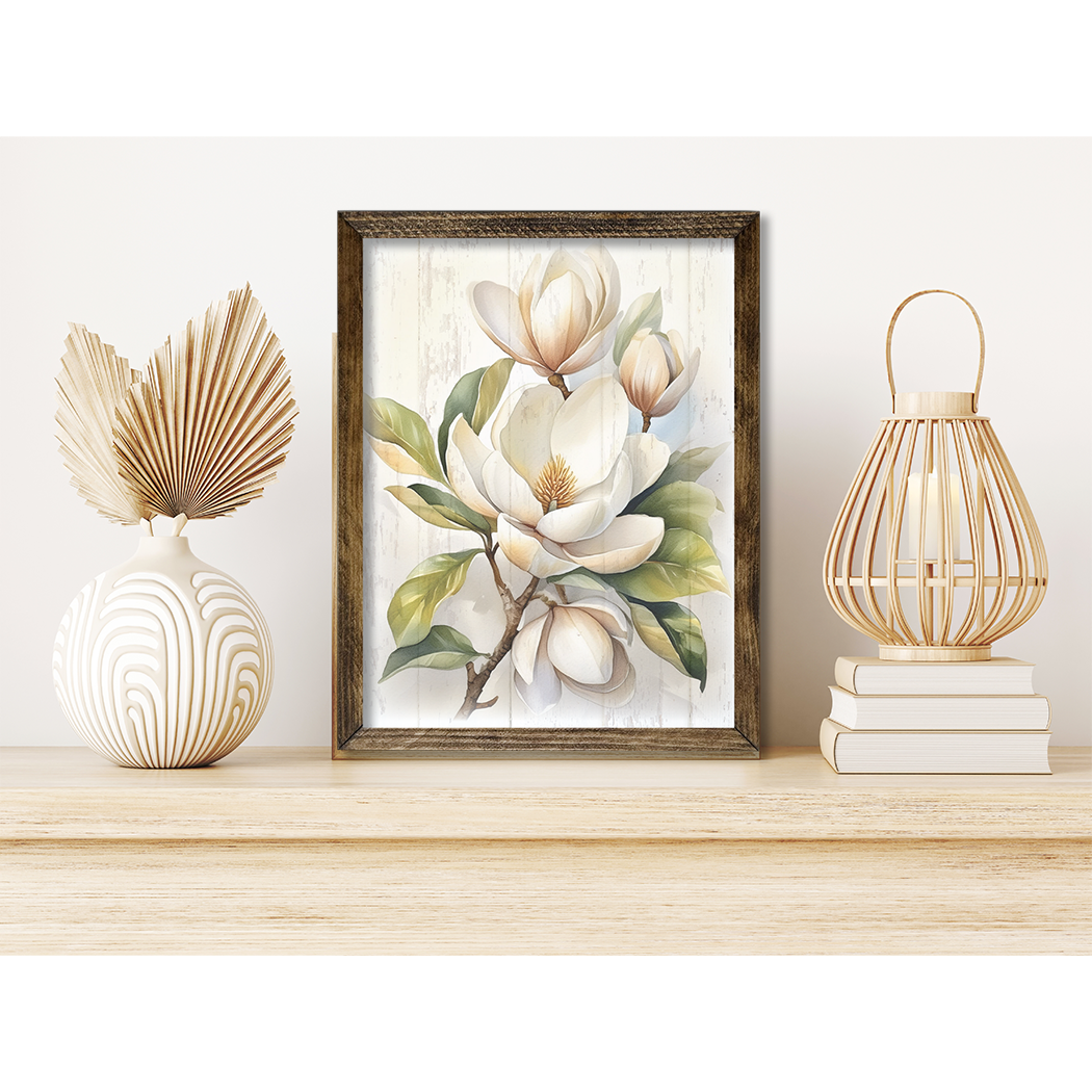 Timberland Frame Magnolia Flower Painting