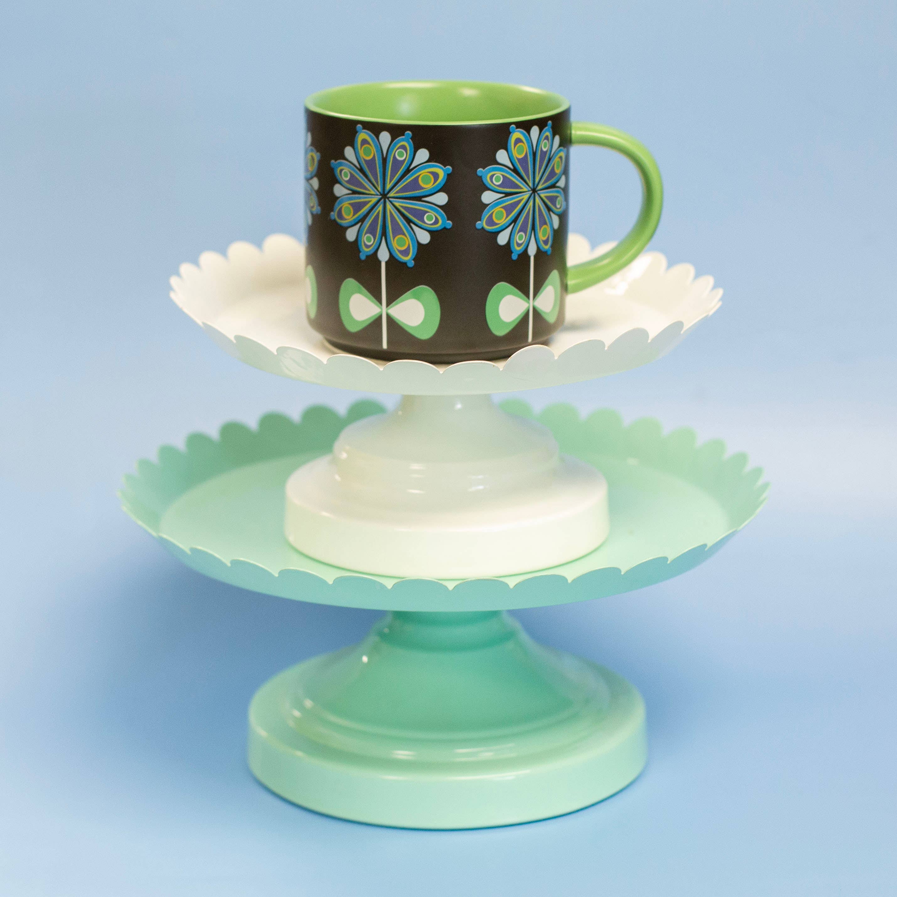 Casbah Blue Flower Mid Century Stackable Matte Coffee Mug