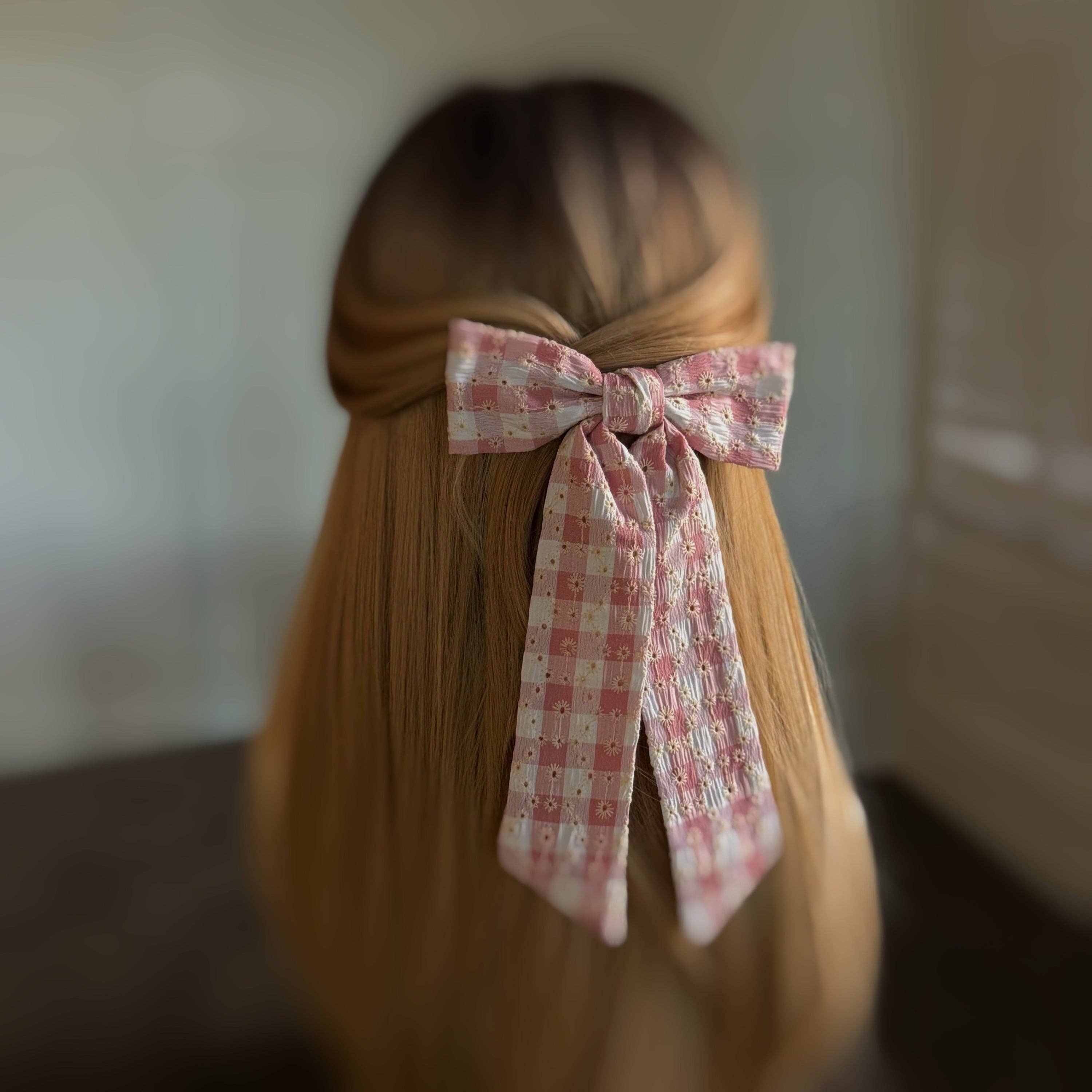 Daisy Picnic Gingham Bow Hair Clip - Yellow or Black
