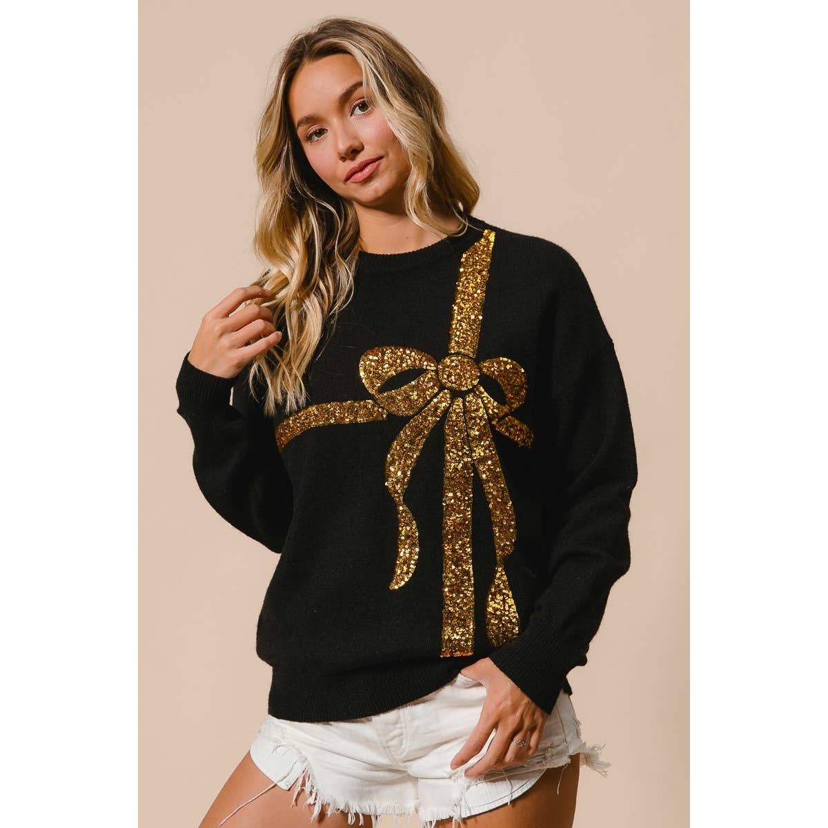 Bow Sequins Sweater