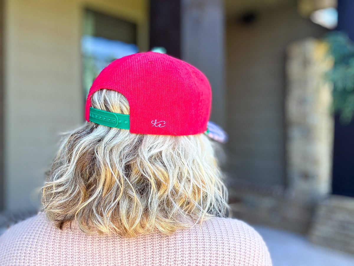 Embroidered Baseball Cap - Holiday - "Oh What Fun" - Red