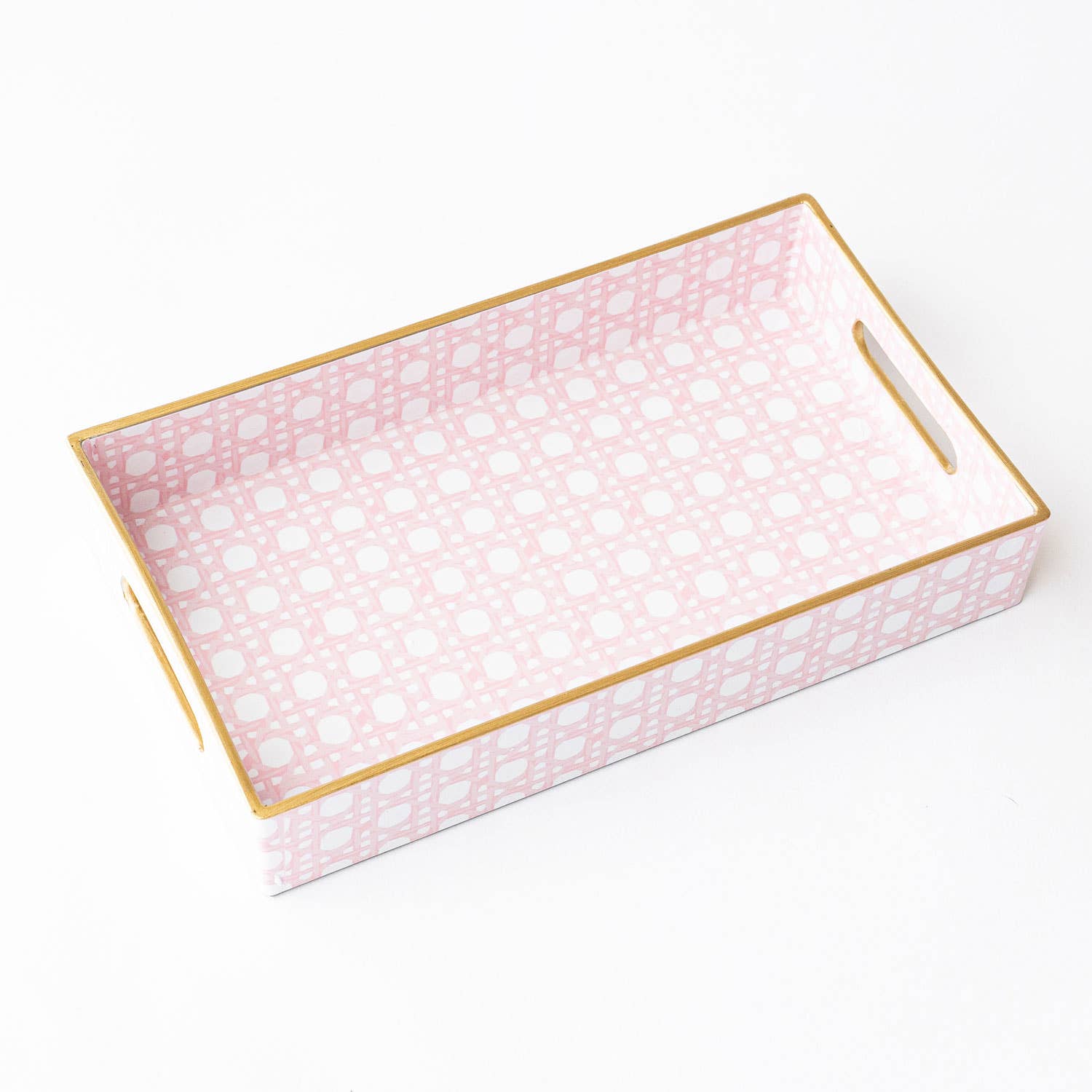 Vanity Tray, Pink Cane Print Decorative Resin