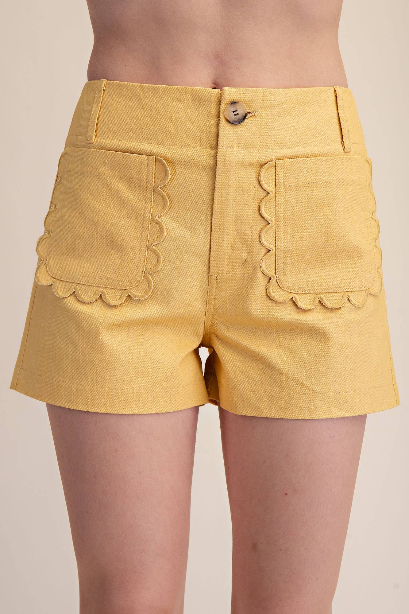Colette Shorts Scallop Detail Pocket - Blue White, Red, Yellow or Pink