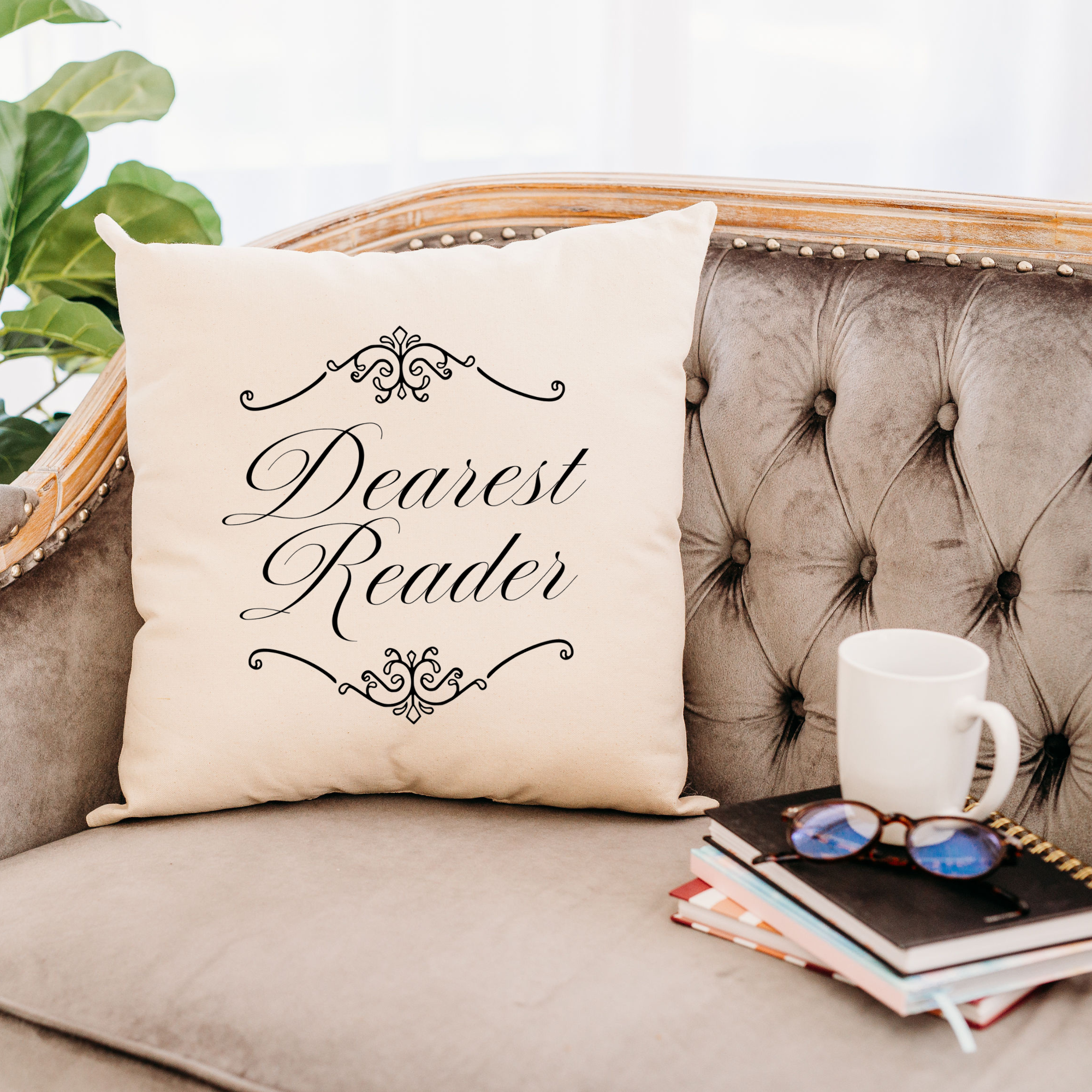 Dearest Reader Throw Pillow - Bookish Home Decor