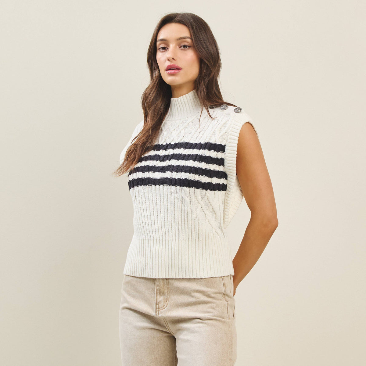 Striped Button Sweater Vest