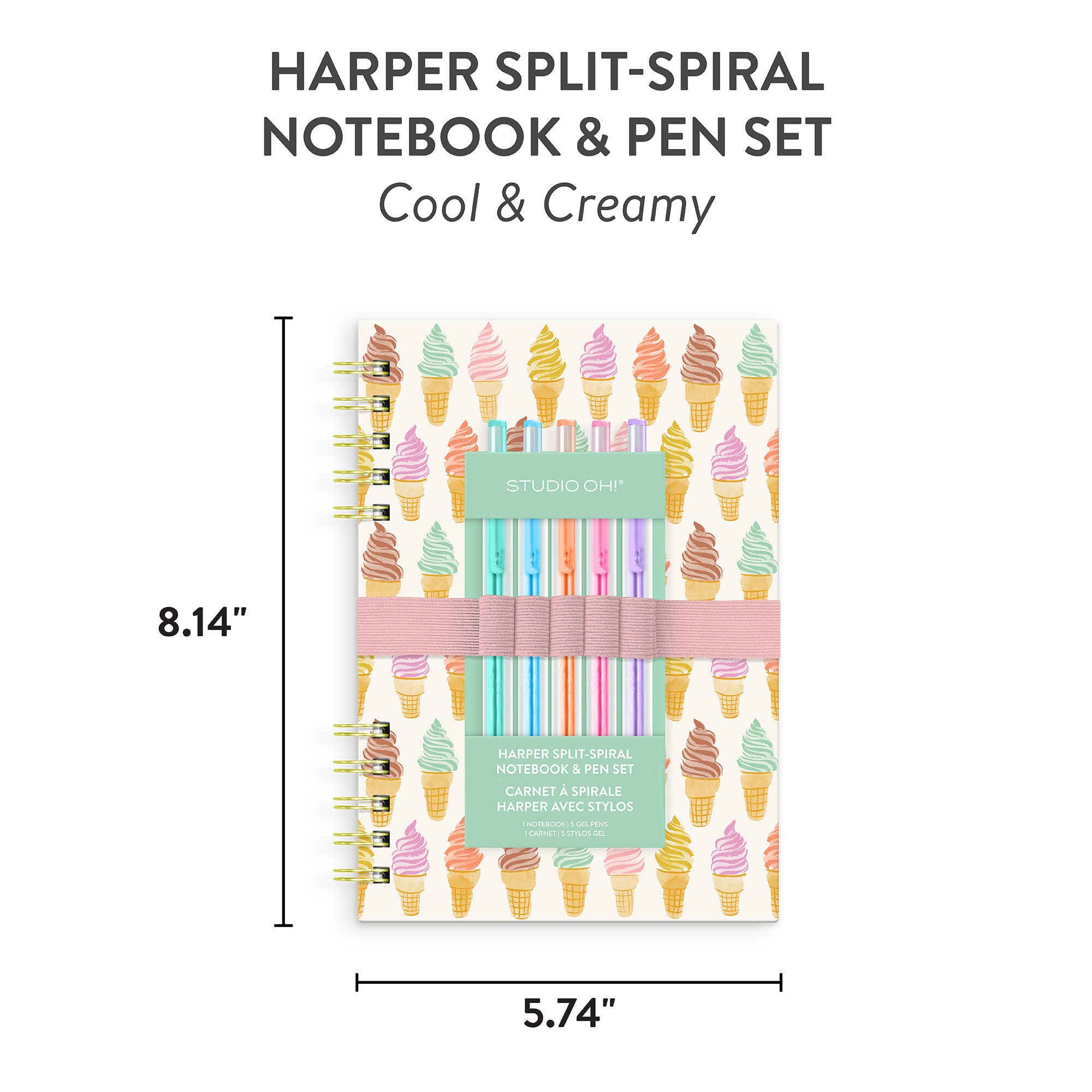 Cool & Creamy Harper Split-Spiral Notebook & Pen Set