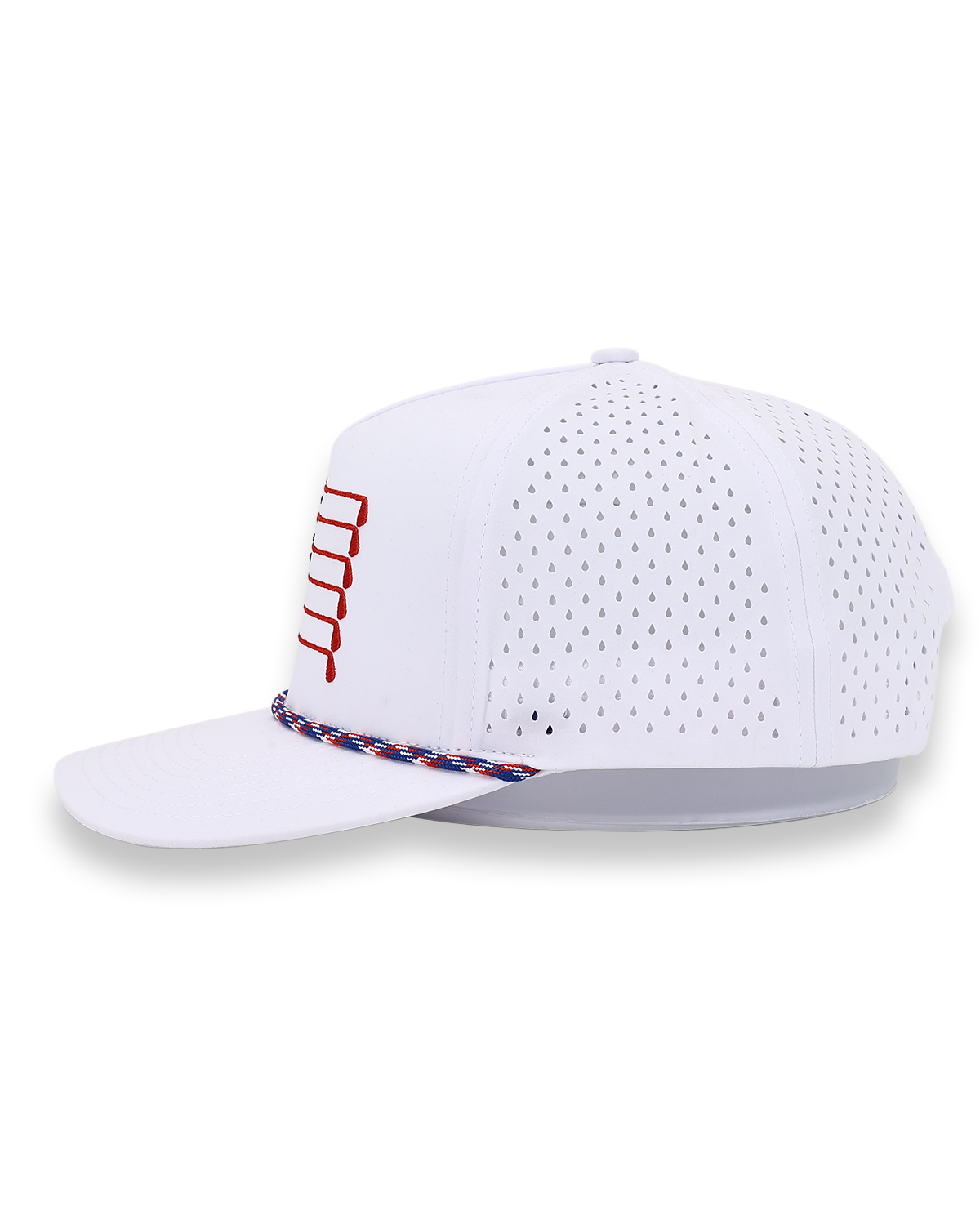 American Flag Rope Flat Bill Hat (white)