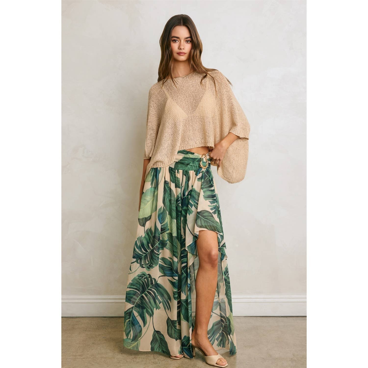 Cropped Pancho Knit Sweater Top