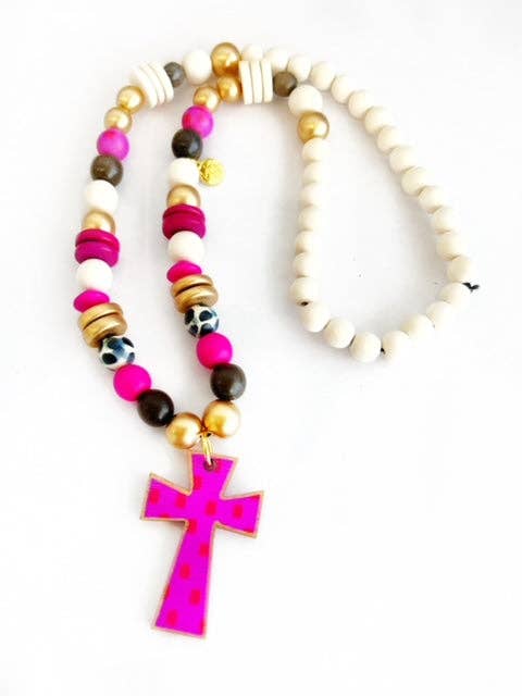 Long Beaded Cross Necklaces