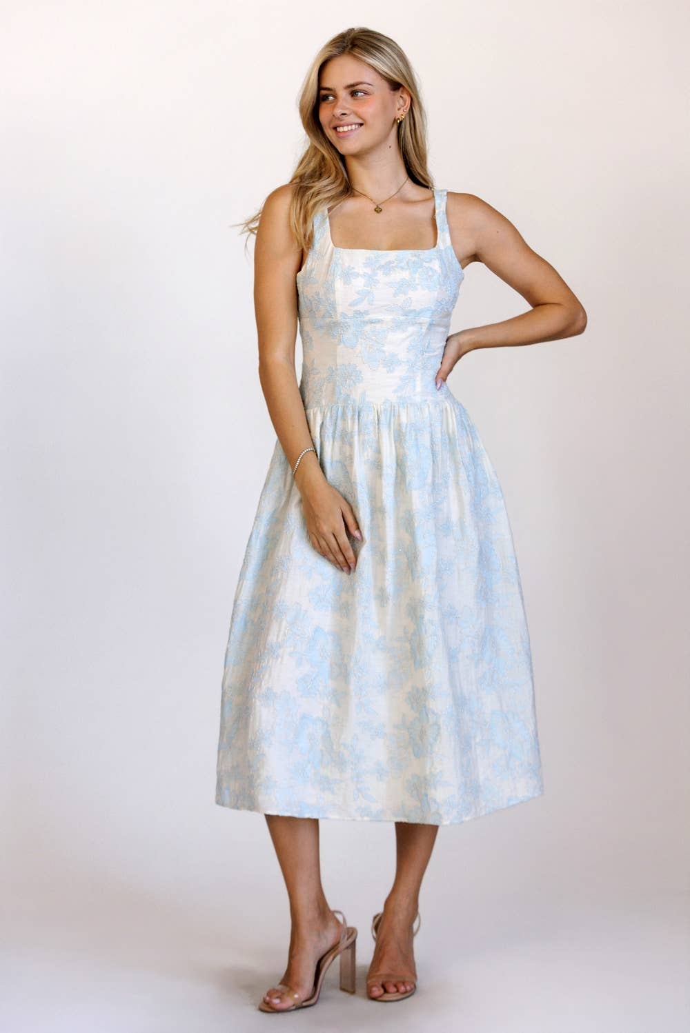 Floral Jacquard Midi Dress